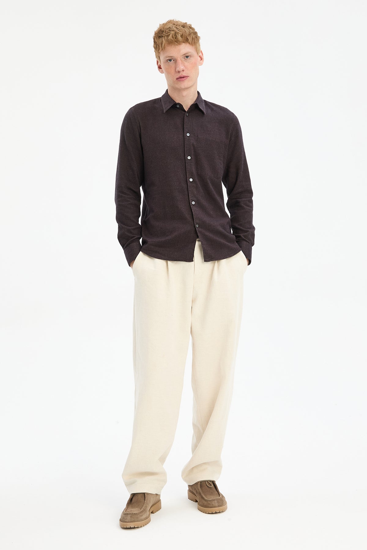 Feel Good Shirt in Brown Organic Cotton and Tencel