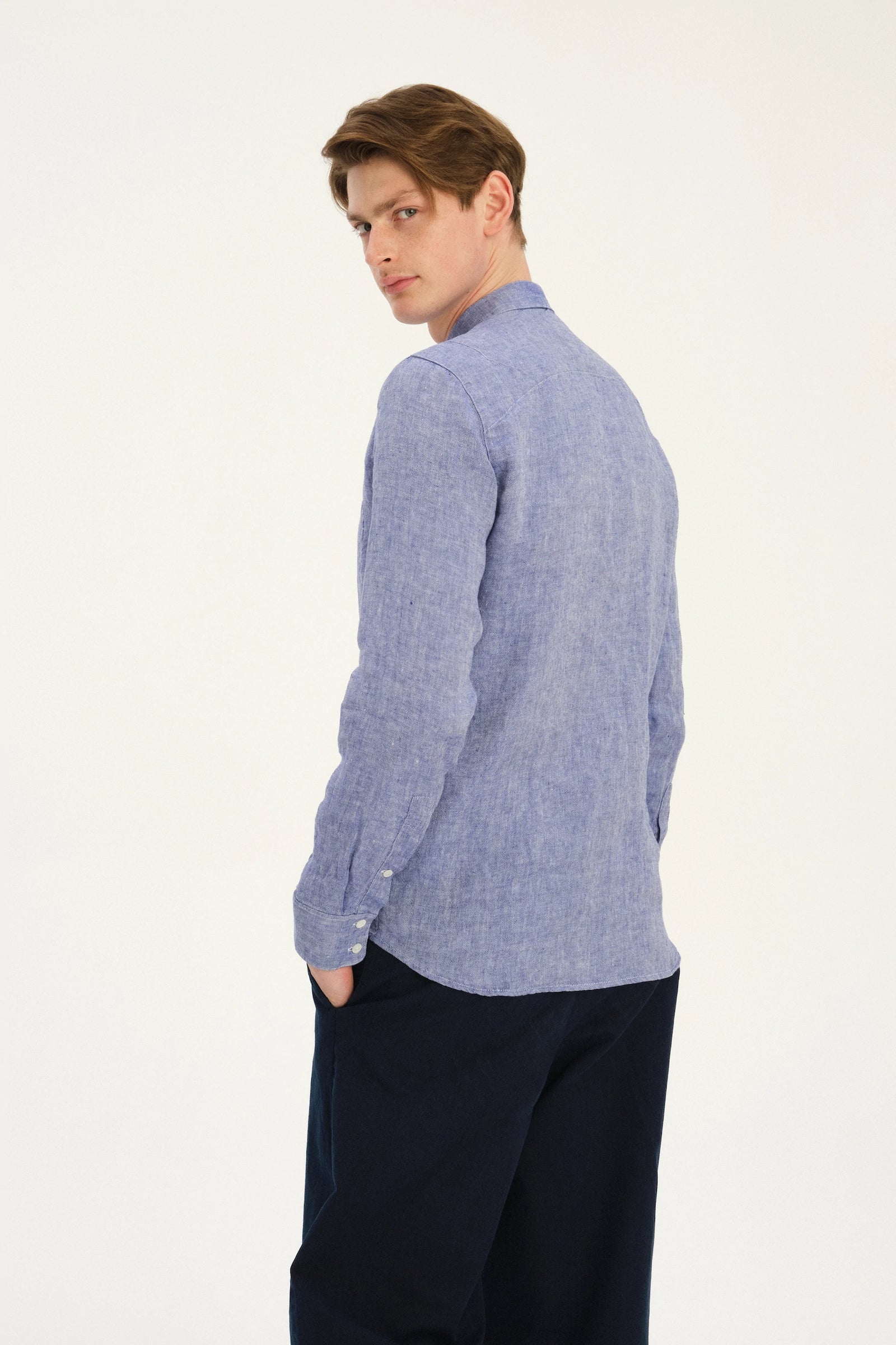Feel Good Shirt in The Finest Deep Blue Chunky Italian Linen