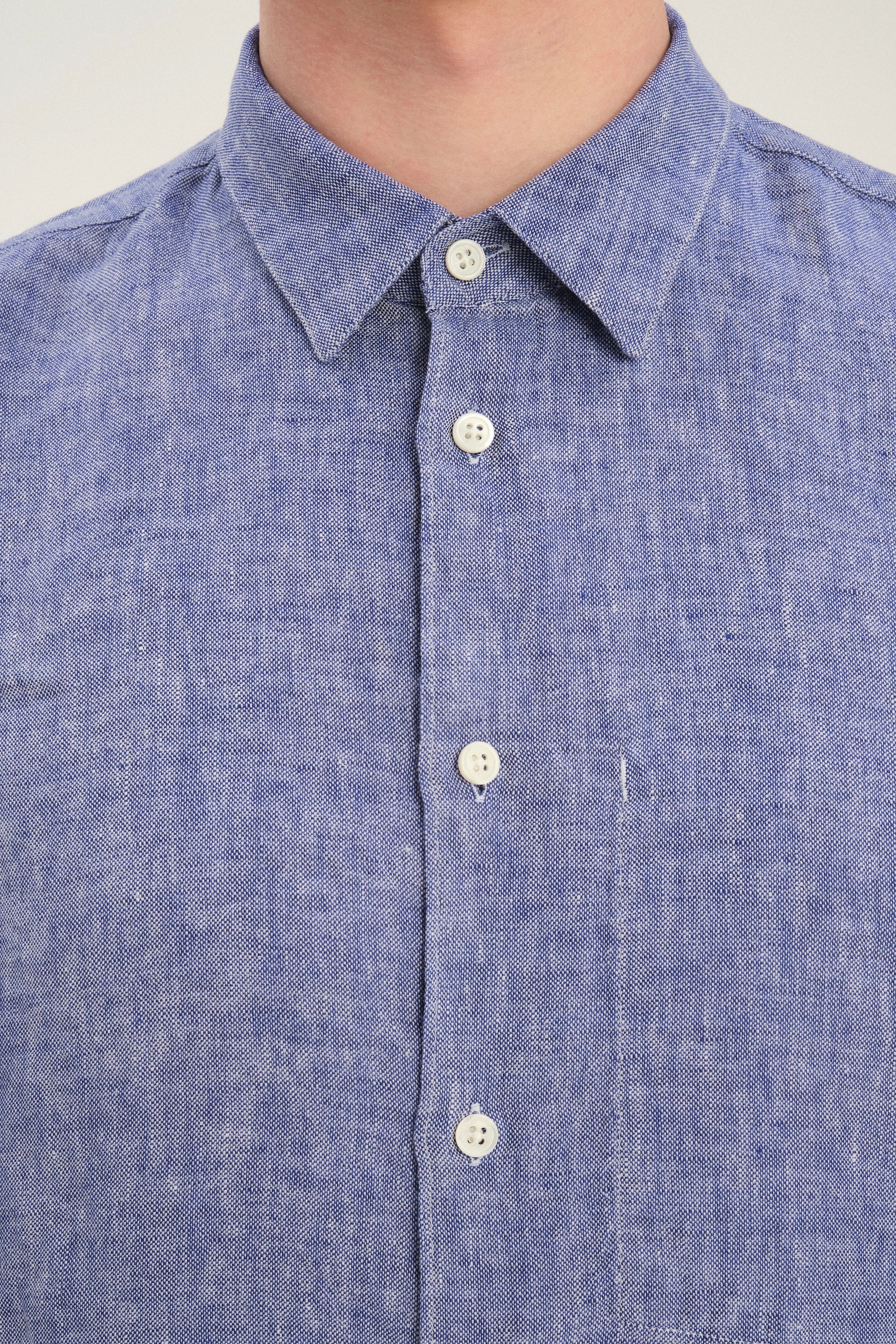 Feel Good Shirt in The Finest Deep Blue Chunky Italian Linen