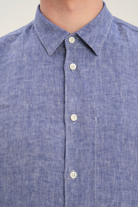 Feel Good Shirt in The Finest Deep Blue Chunky Italian Linen