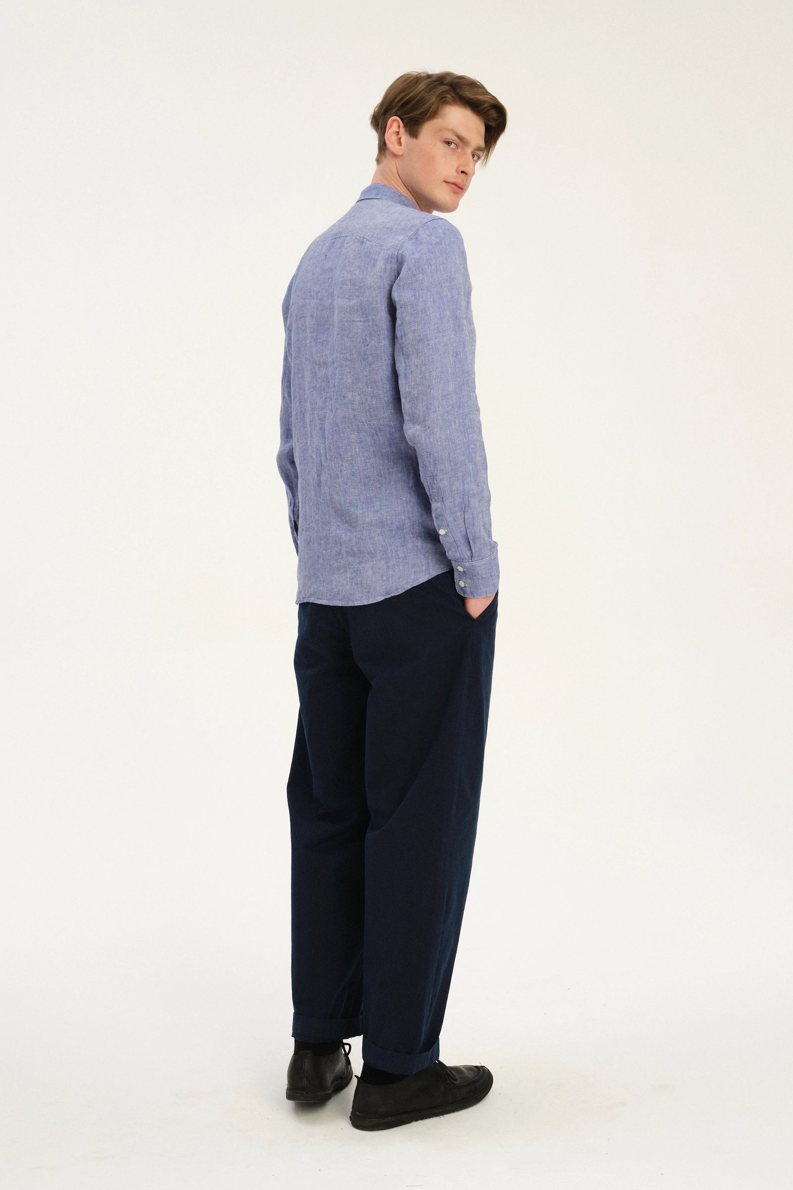 Feel Good Shirt in The Finest Deep Blue Chunky Italian Linen