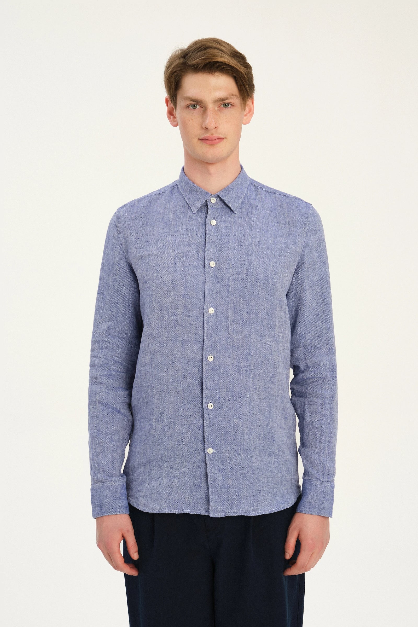 Feel Good Shirt in The Finest Deep Blue Chunky Italian Linen