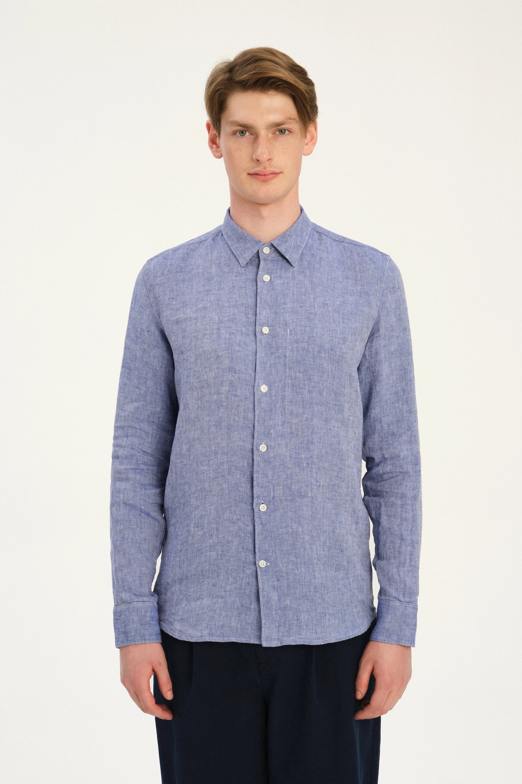 Feel Good Shirt in The Finest Deep Blue Chunky Italian Linen