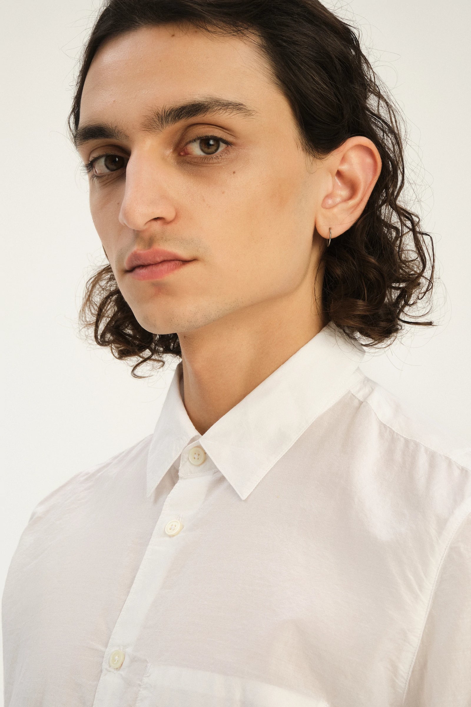 Feel Good Shirt in a Smooth White Airy Italian Silk and Cotton