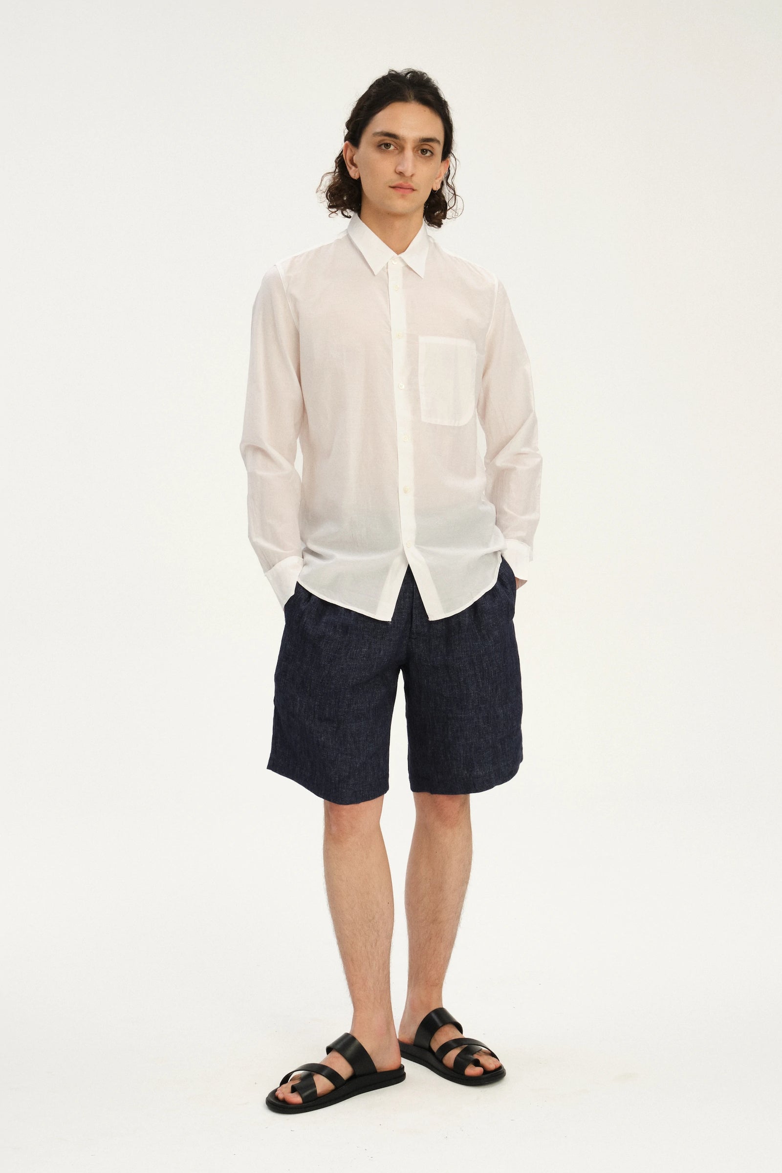 Feel Good Shirt in a Smooth White Airy Italian Silk and Cotton