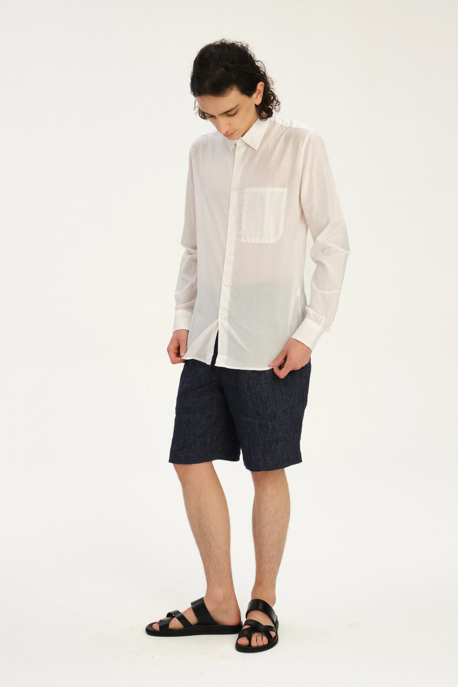 Feel Good Shirt in a Smooth White Airy Italian Silk and Cotton