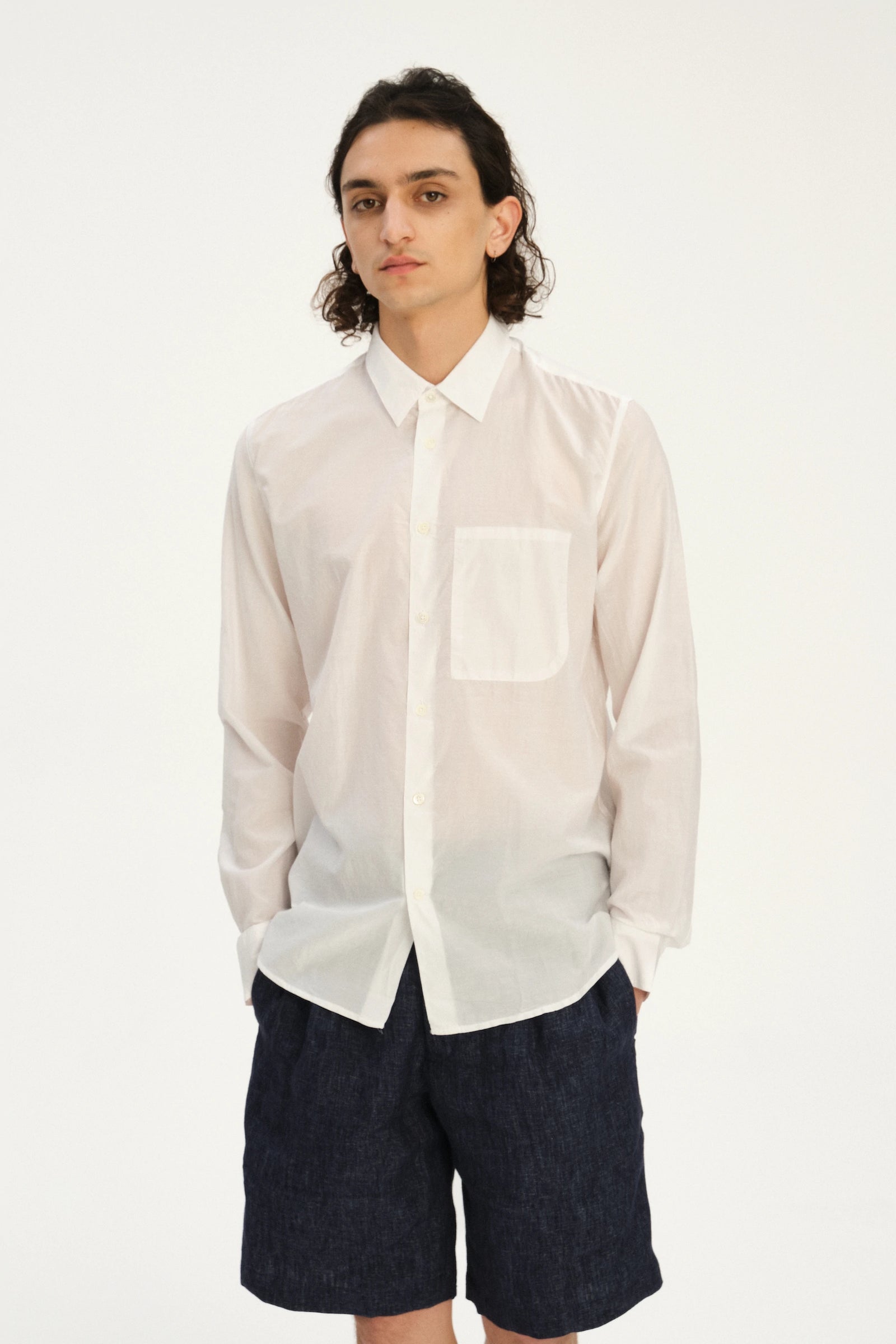 Feel Good Shirt in a Smooth White Airy Italian Silk and Cotton