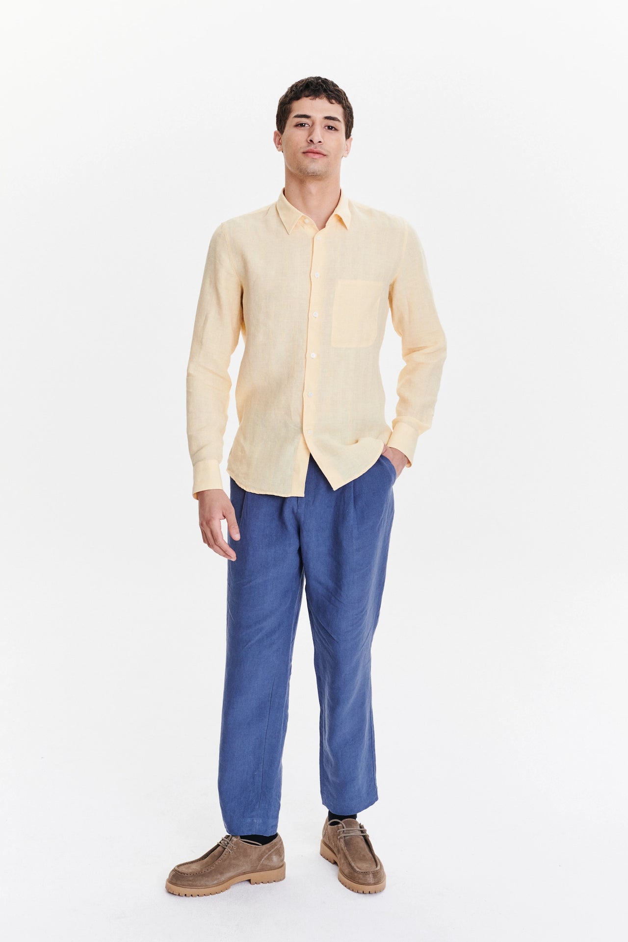 Feel Good Shirt in a Fine Buttermilk Yellow Italian Linen