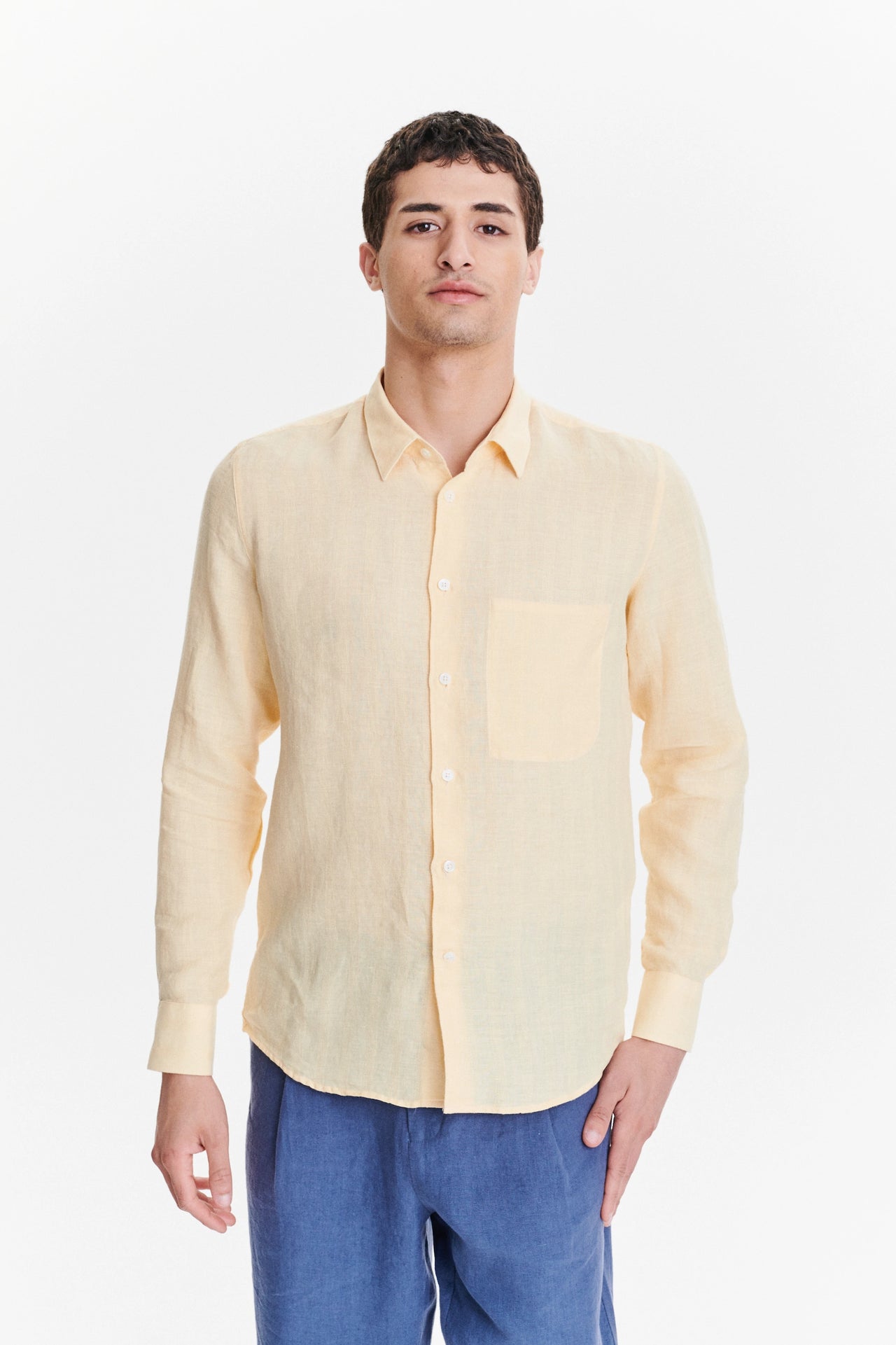 Feel Good Shirt in a Fine Buttermilk Yellow Italian Linen