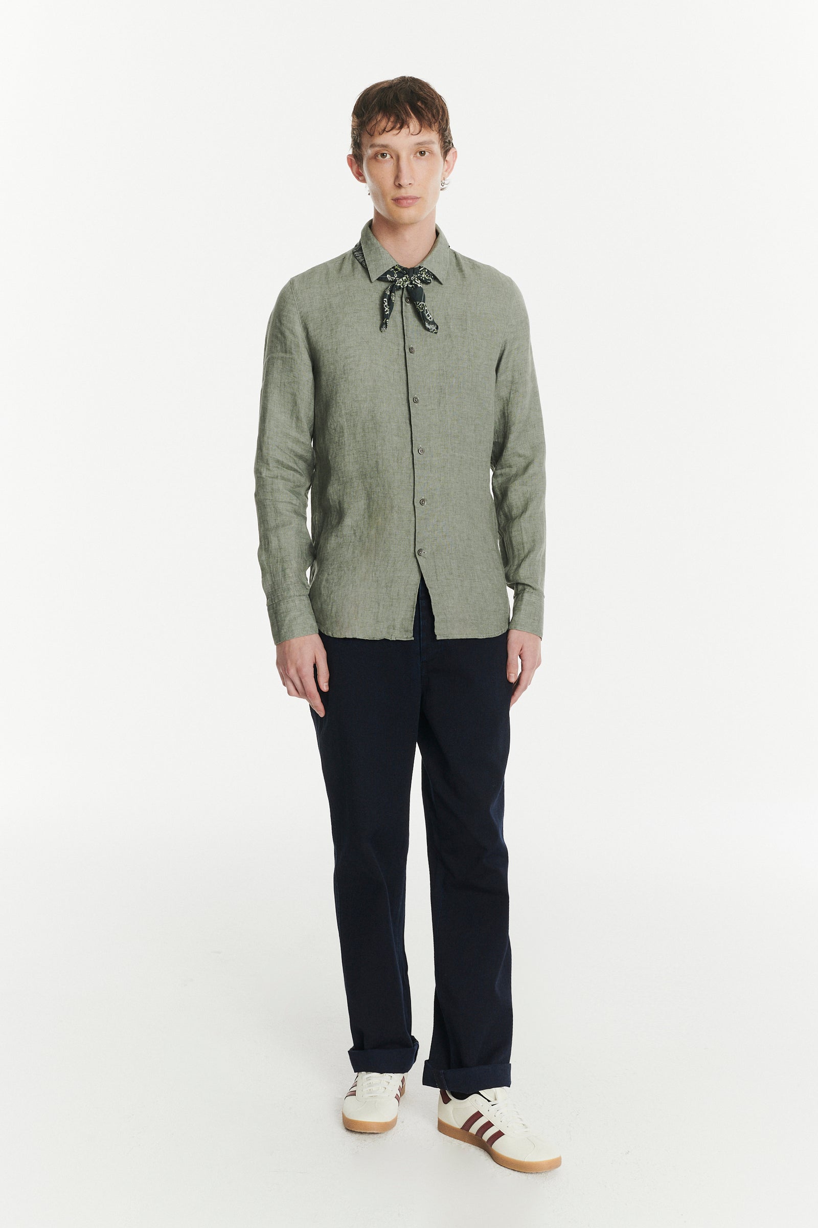 Feel Good Shirt in a Thyme Green Italian Oxford Linen