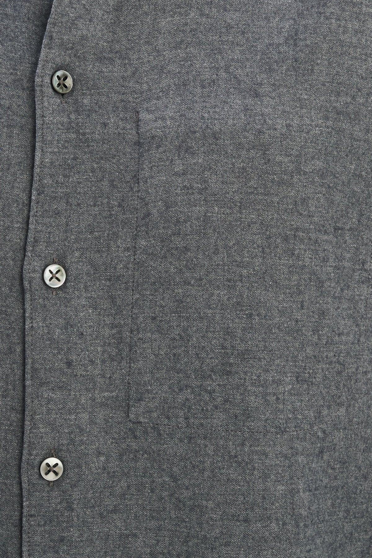 Feel Good Shirt in a Fine Melange Soft Grey Italian Cotton and Virgin Wool