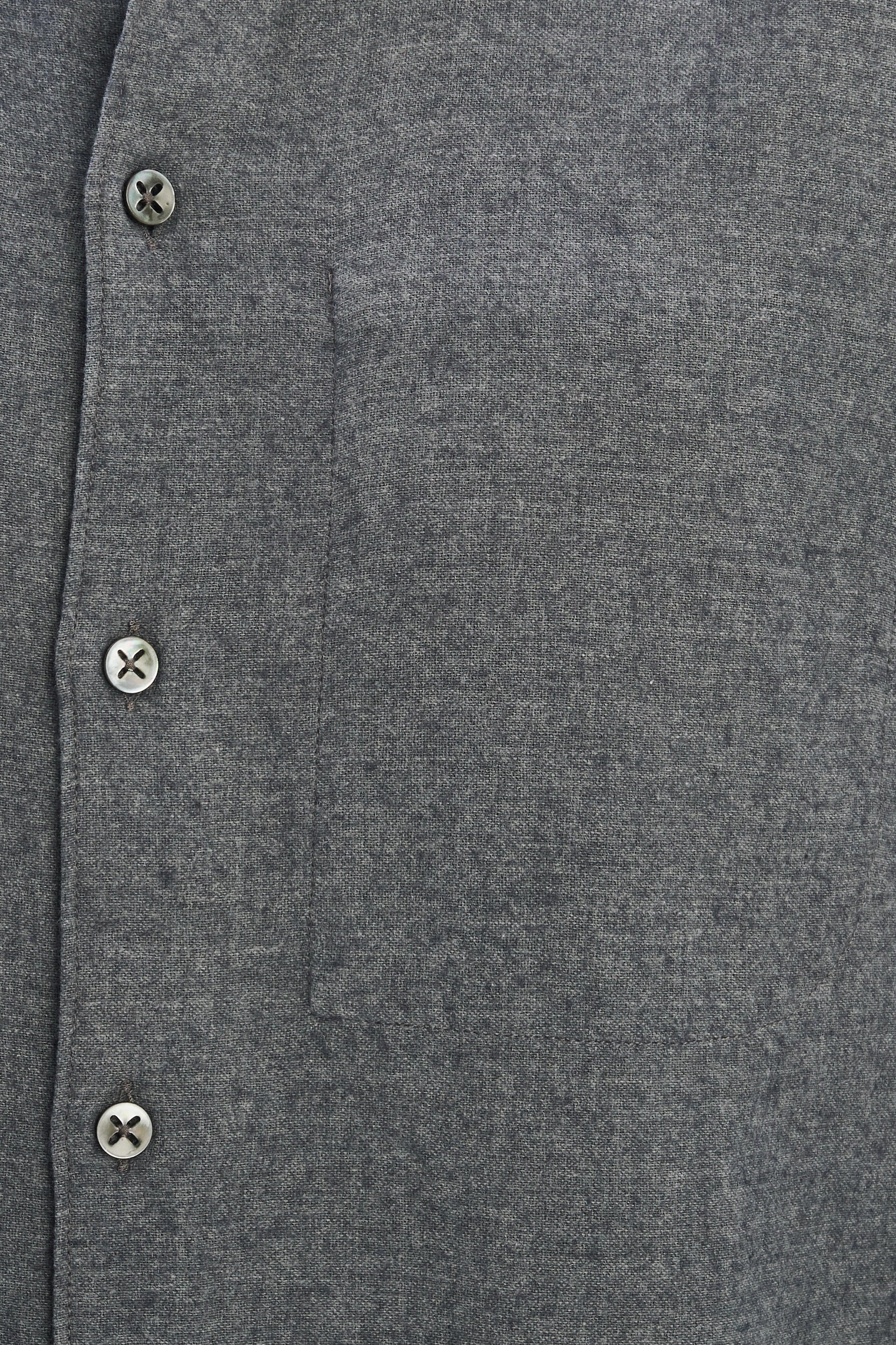 Feel Good Shirt in a Fine Melange Soft Grey Italian Cotton and Virgin Wool