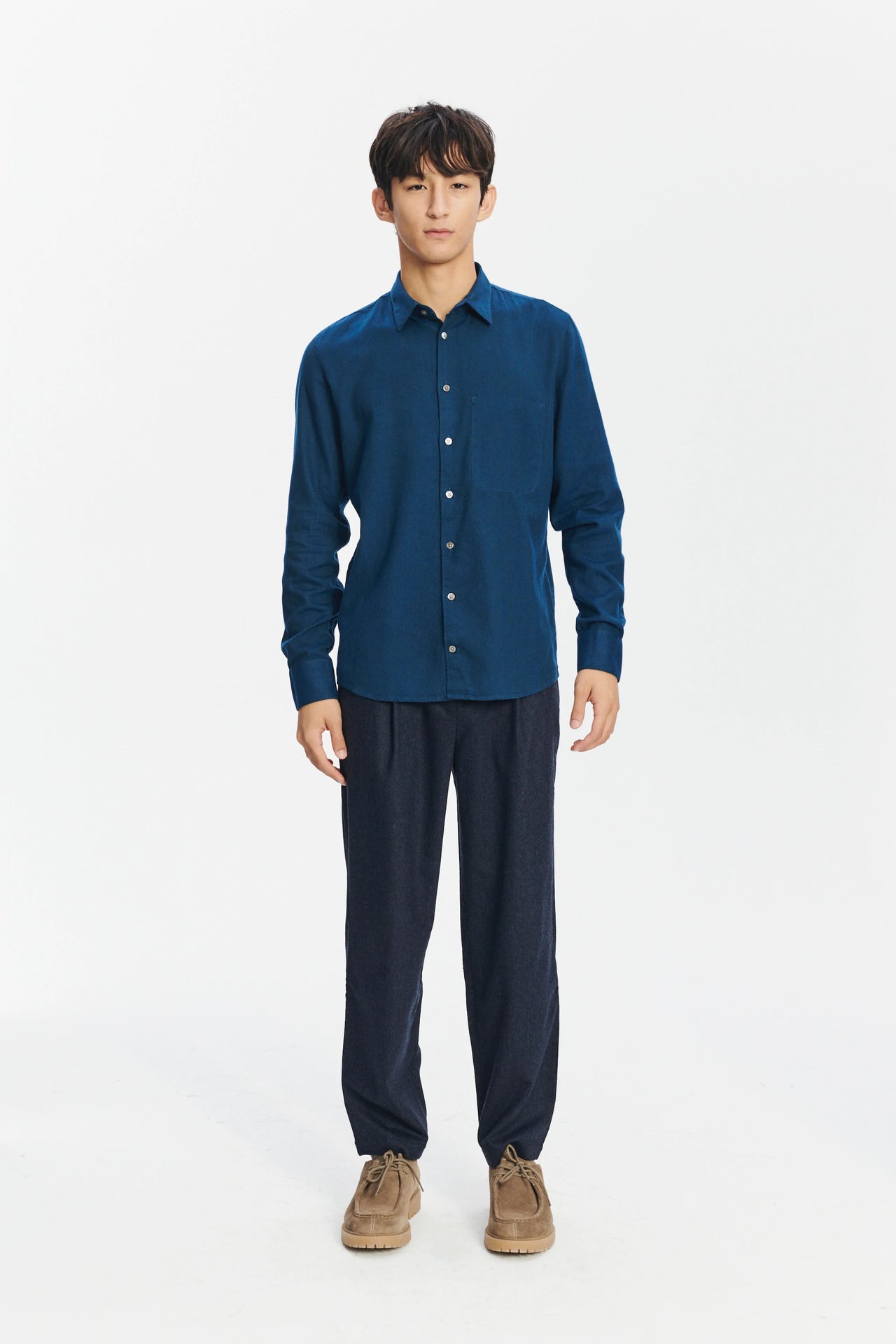 Feel Good Shirt in a Petrol Blue Uniquely Soft Italian Lyocell and Cotton Flannel