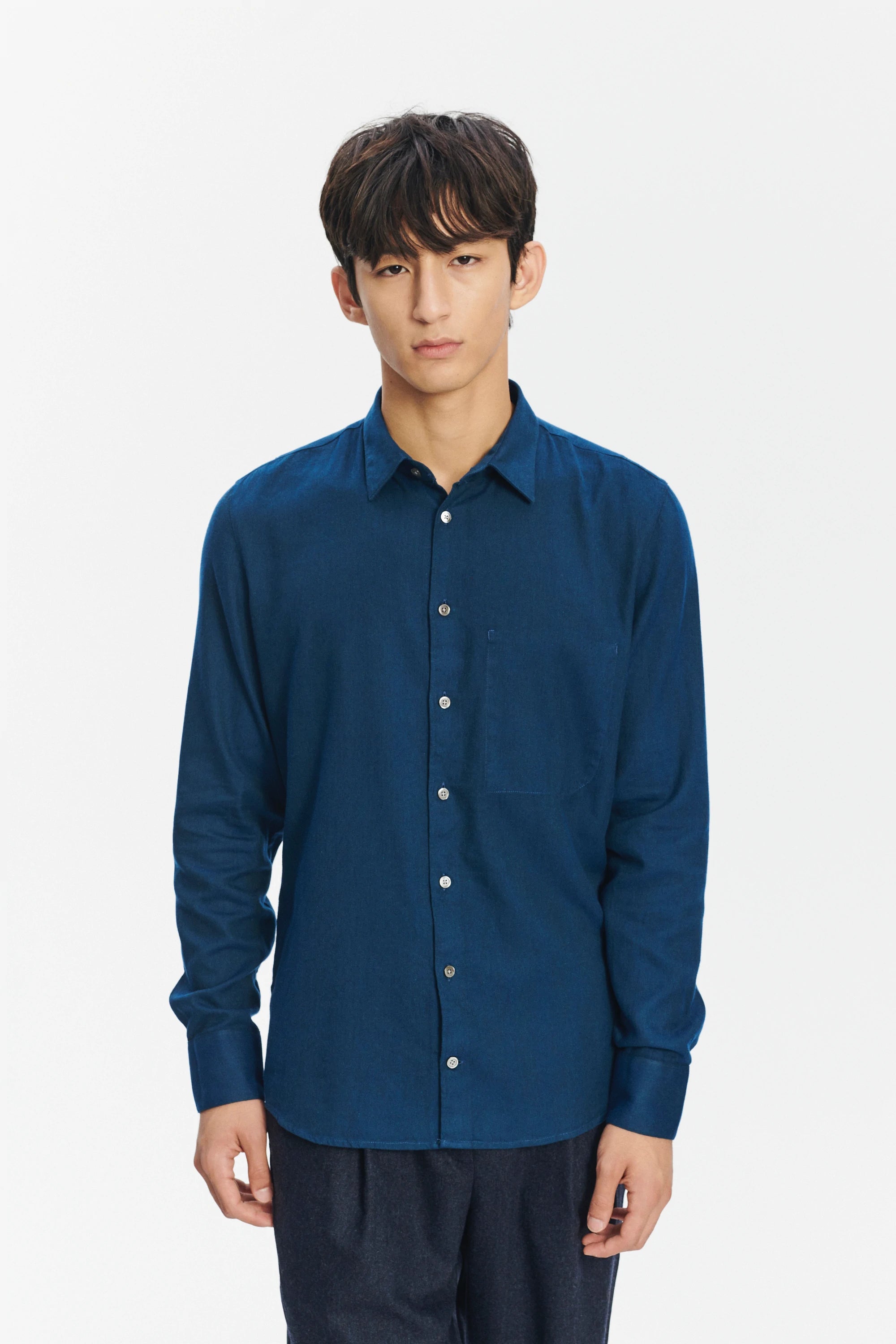 Feel Good Shirt in a Petrol Blue Uniquely Soft Italian Lyocell and Cotton Flannel
