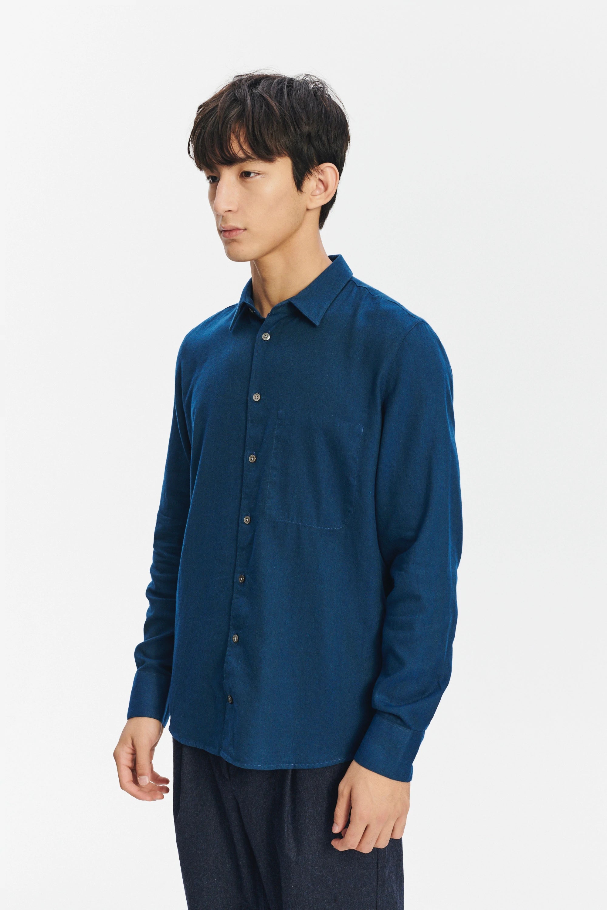 Feel Good Shirt in a Petrol Blue Uniquely Soft Italian Lyocell and Cotton Flannel