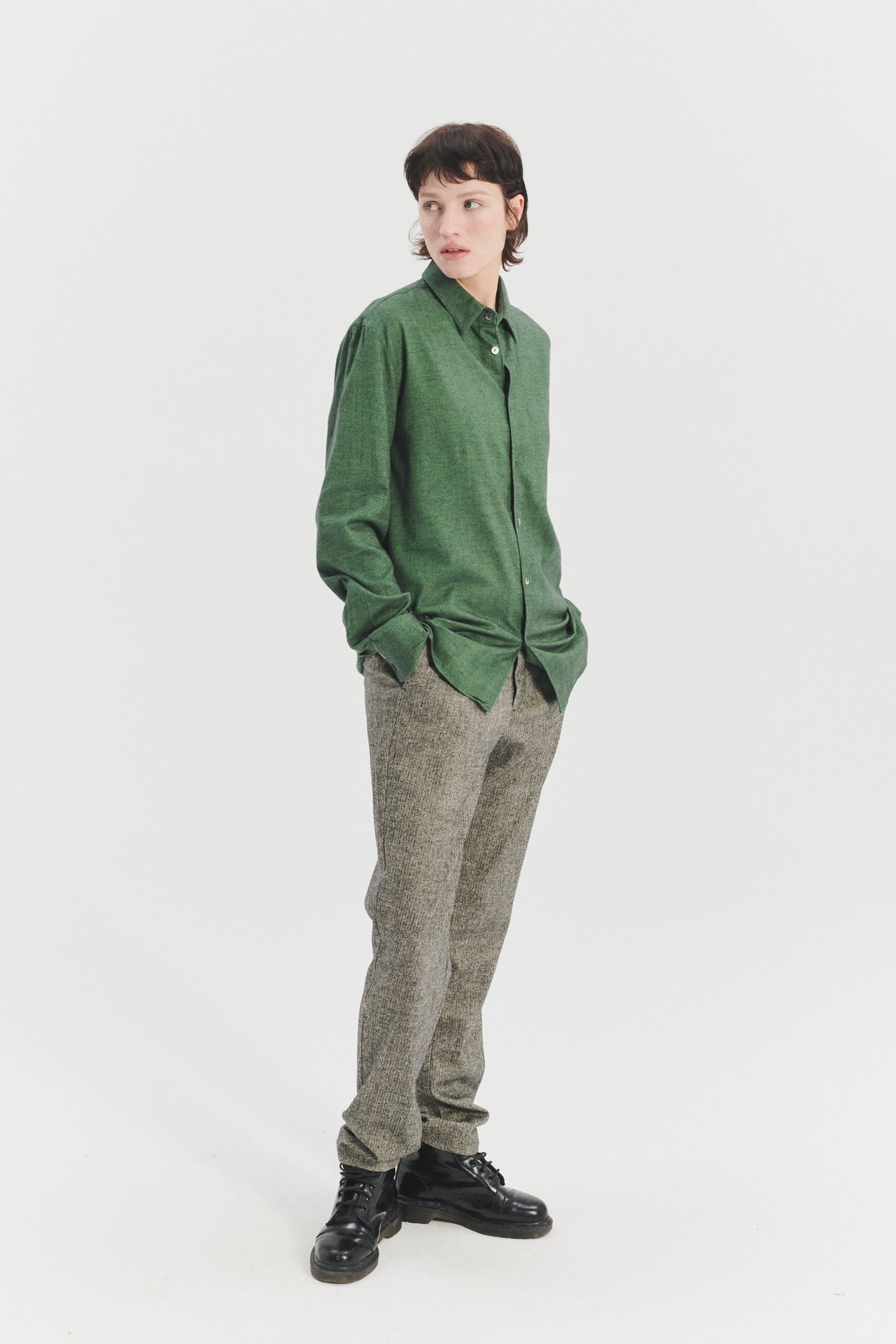 Feel Good Shirt in a Green Uniquely Soft Italian Lyocell Flannel