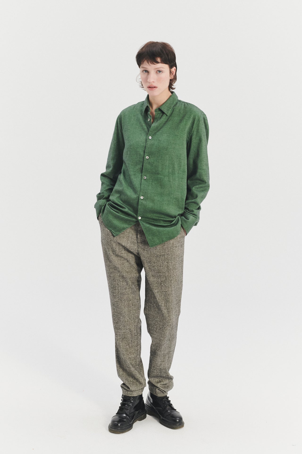 Feel Good Shirt in a Green Uniquely Soft Italian Lyocell Flannel