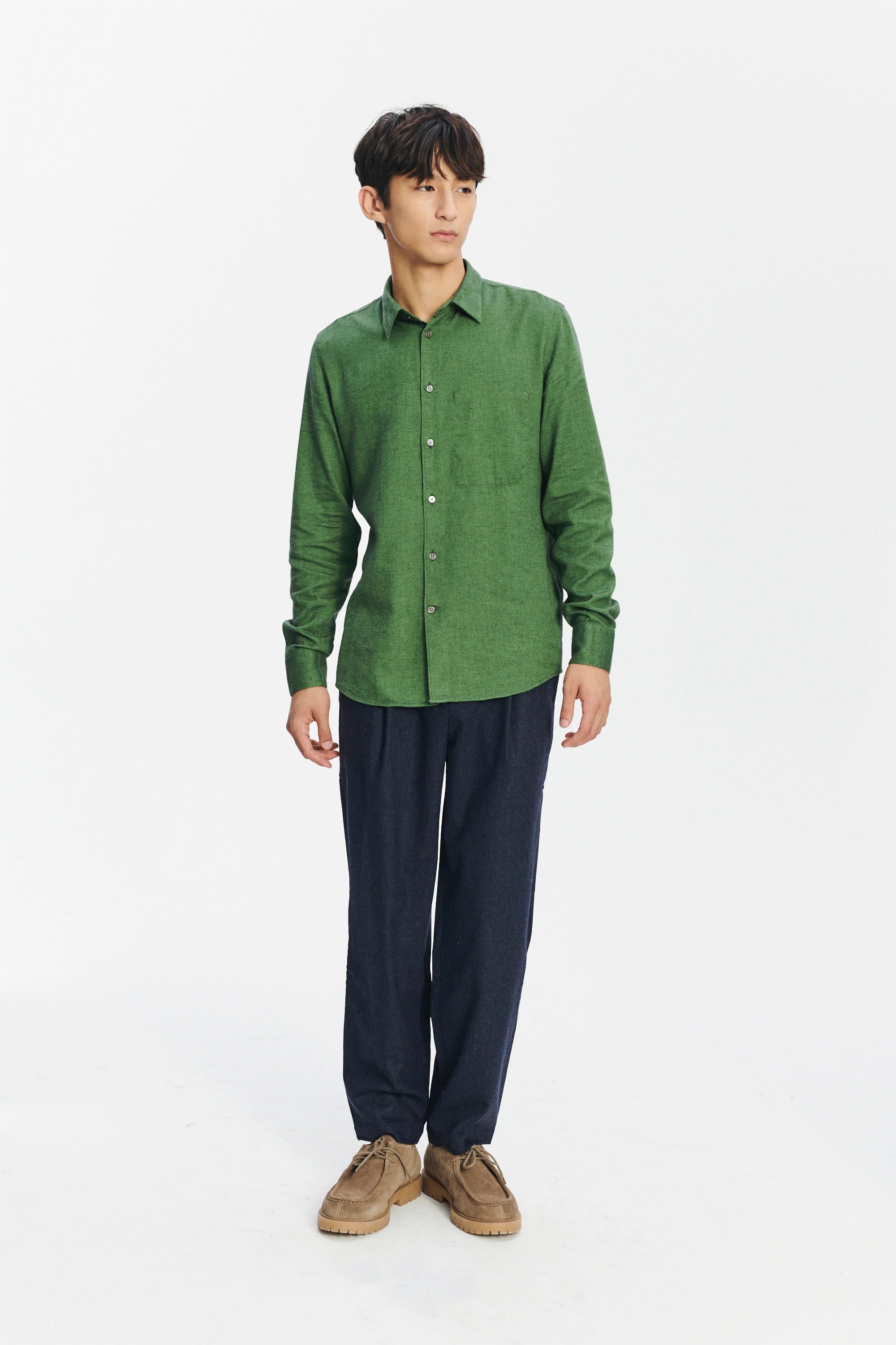 feel-good-shirt-in-a-green-uniquely-soft-italian-lyocell-and-cotton-flannel