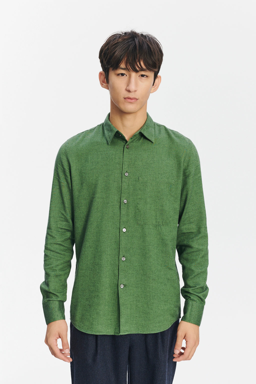 Feel Good Shirt in a Green Uniquely Soft Italian Lyocell and Cotton Flannel