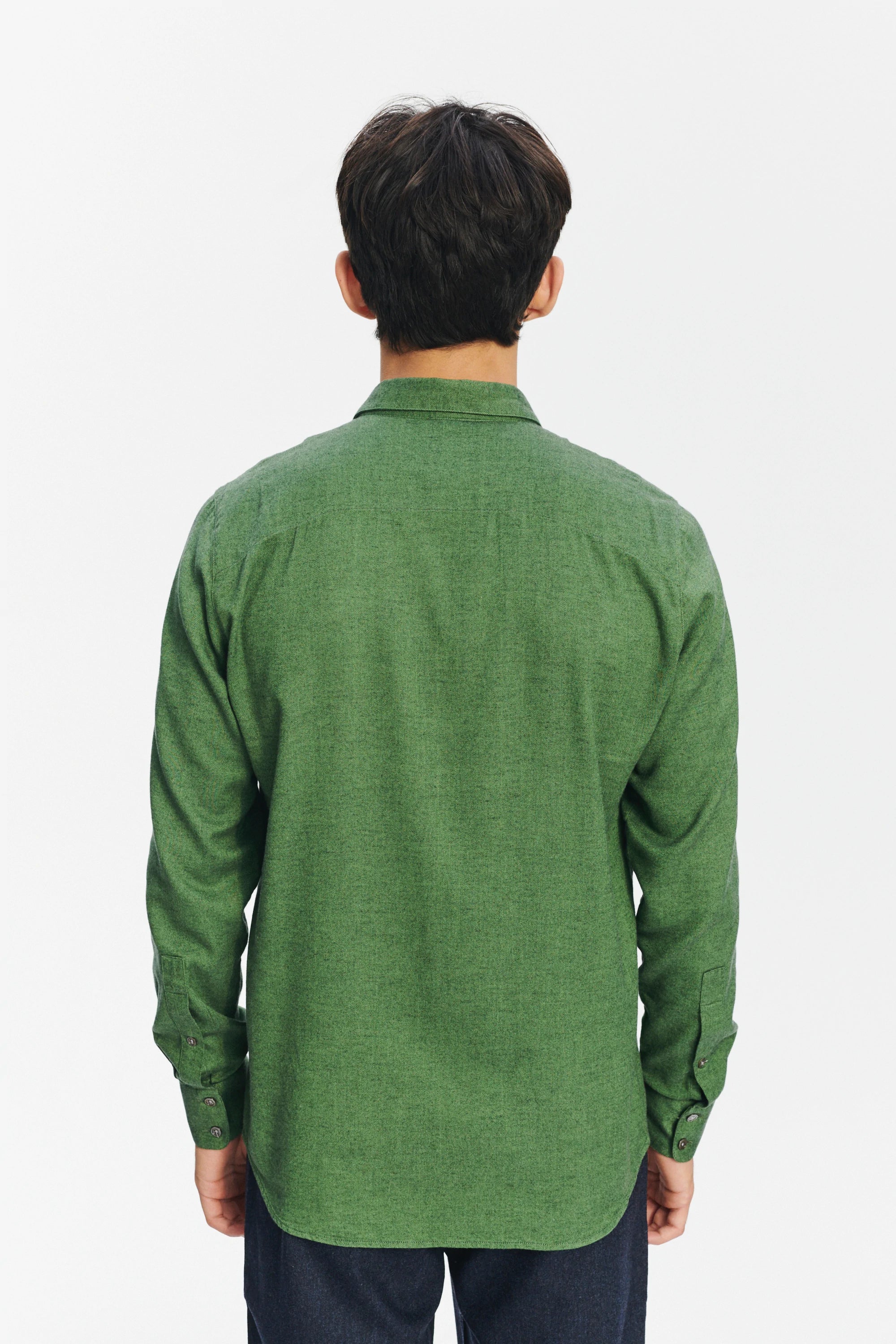 Feel Good Shirt in a Green Uniquely Soft Italian Lyocell and Cotton Flannel
