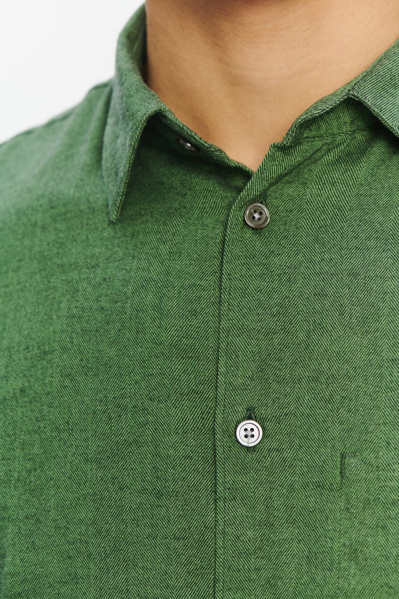 Feel Good Shirt in a Green Uniquely Soft Italian Lyocell and Cotton Flannel