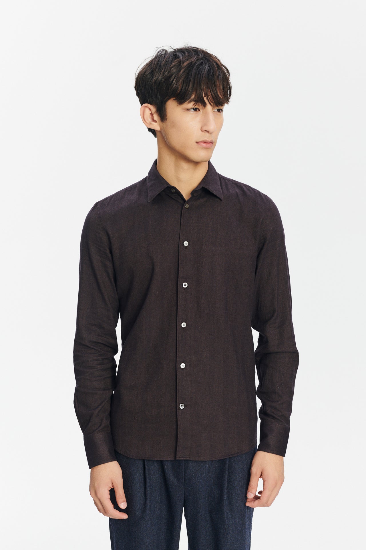 Feel Good Shirt in a Brown Soft and Silky Italian Lyocell and Organic Cotton Flannel