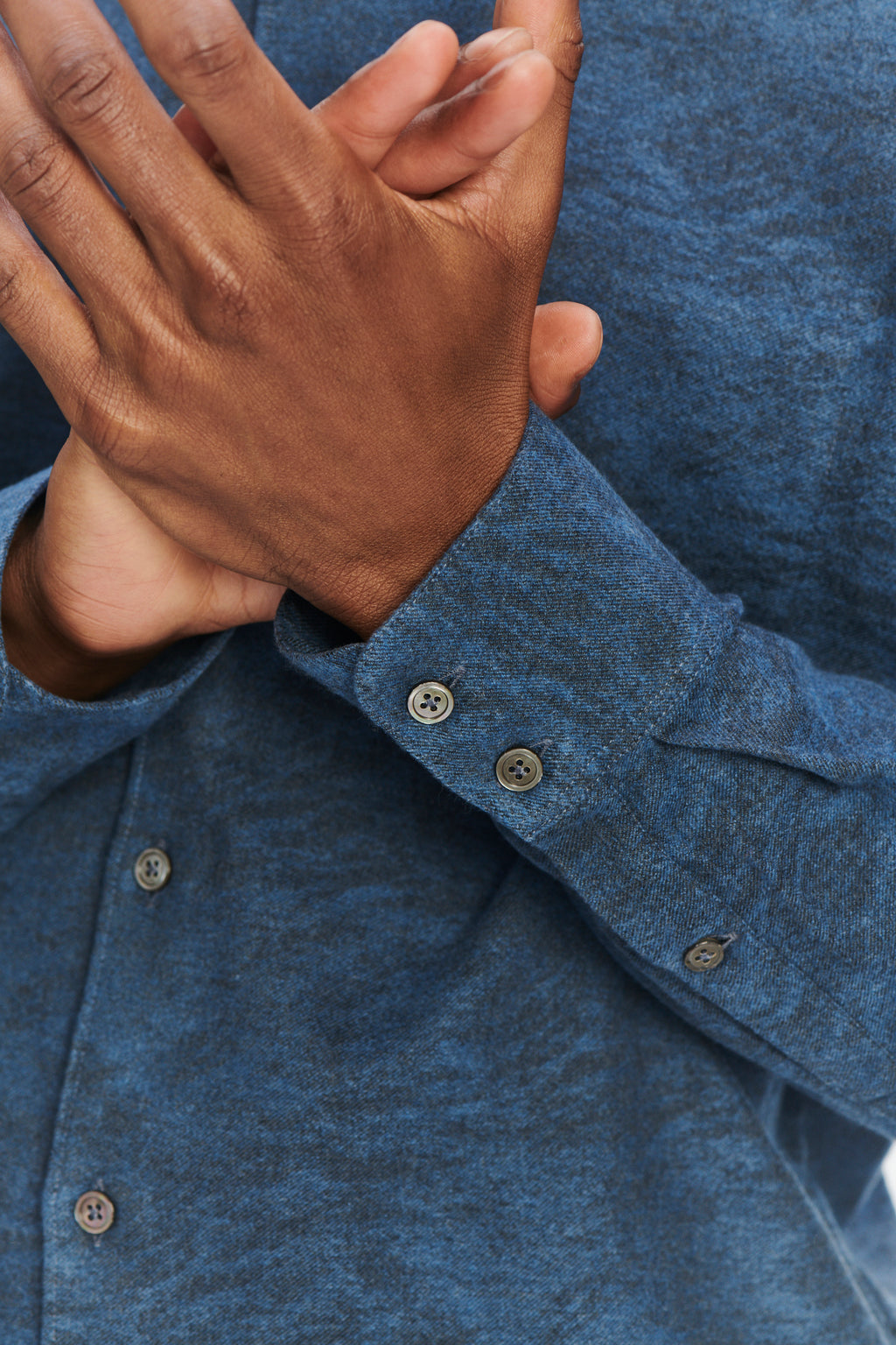 Feel Good Shirt in an Indigo Navy Blue and Black Soft Jacquard Italian Cotton and Lyocell Flannel