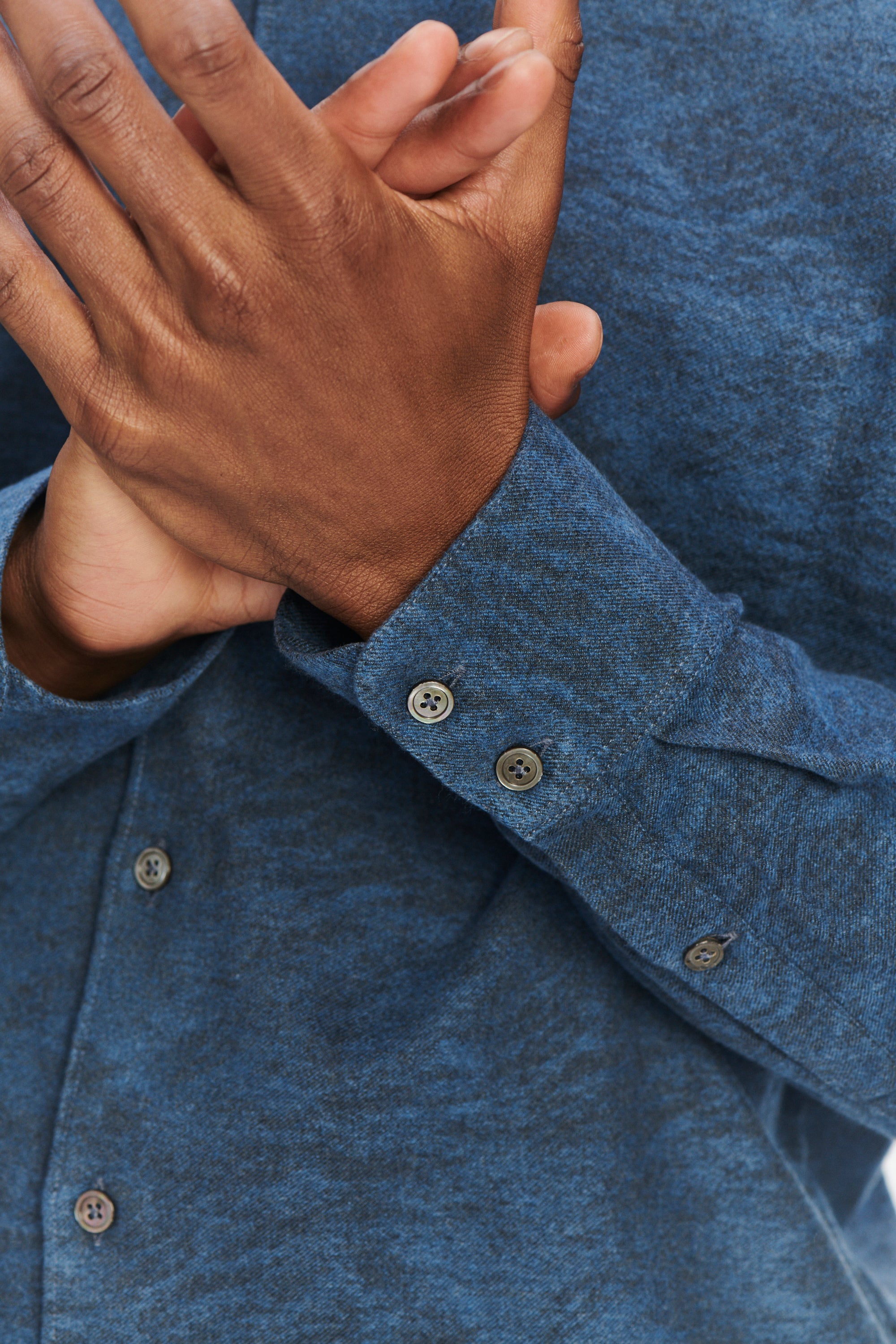 Feel Good Shirt in an Indigo Navy Blue and Black Soft Jacquard Italian Cotton and Lyocell Flannel