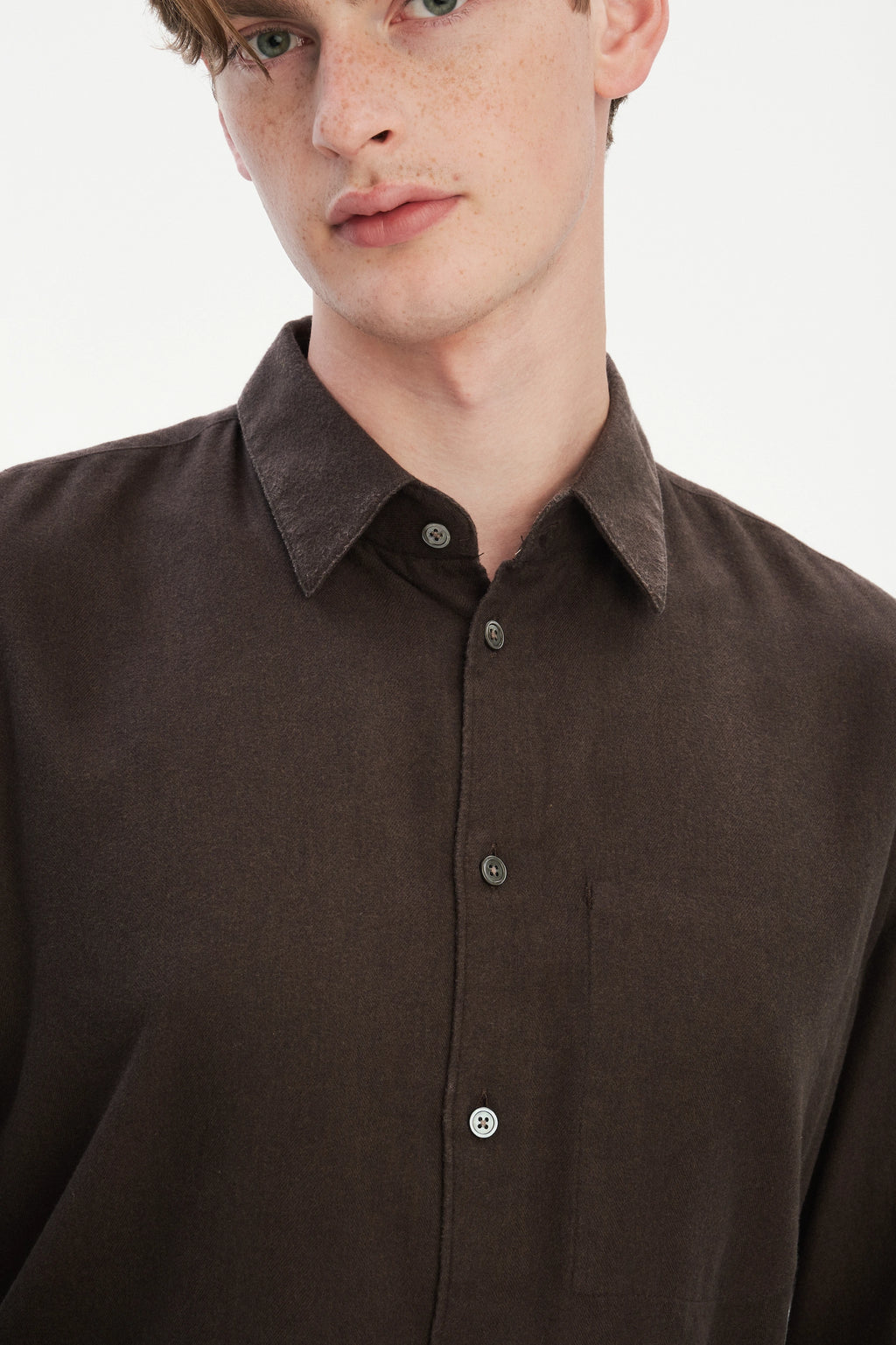 Feel Good Shirt in Chocolate Brown Italian Lyocell and Organic Cotton Flannel