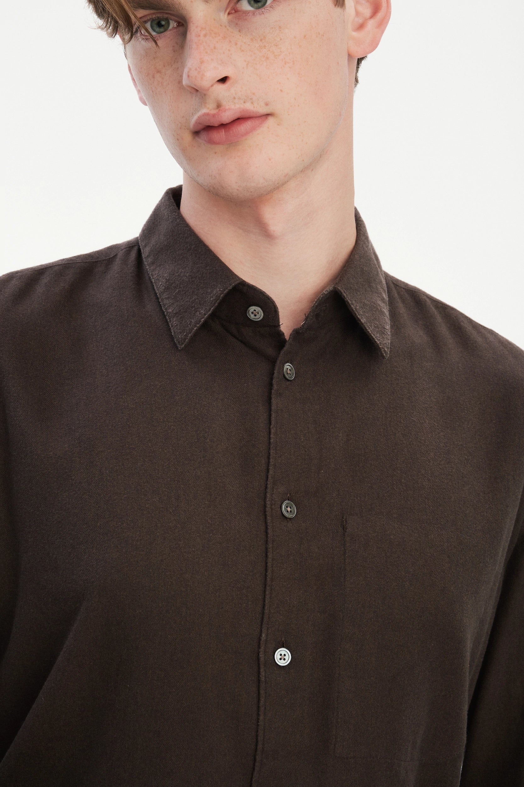 Feel Good Shirt in Chocolate Brown Italian Lyocell and Organic Cotton Flannel