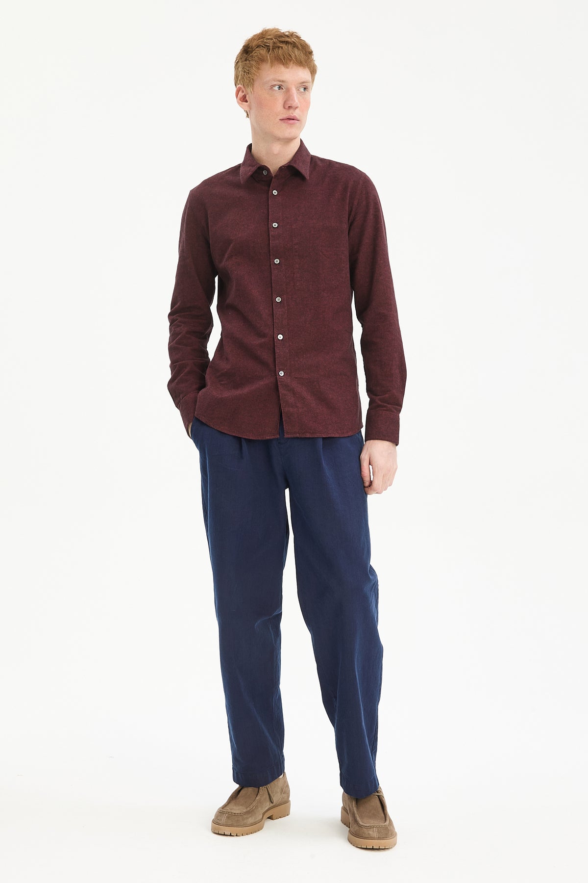 Feel Good Shirt in a Wine Recycled Structural Flannel