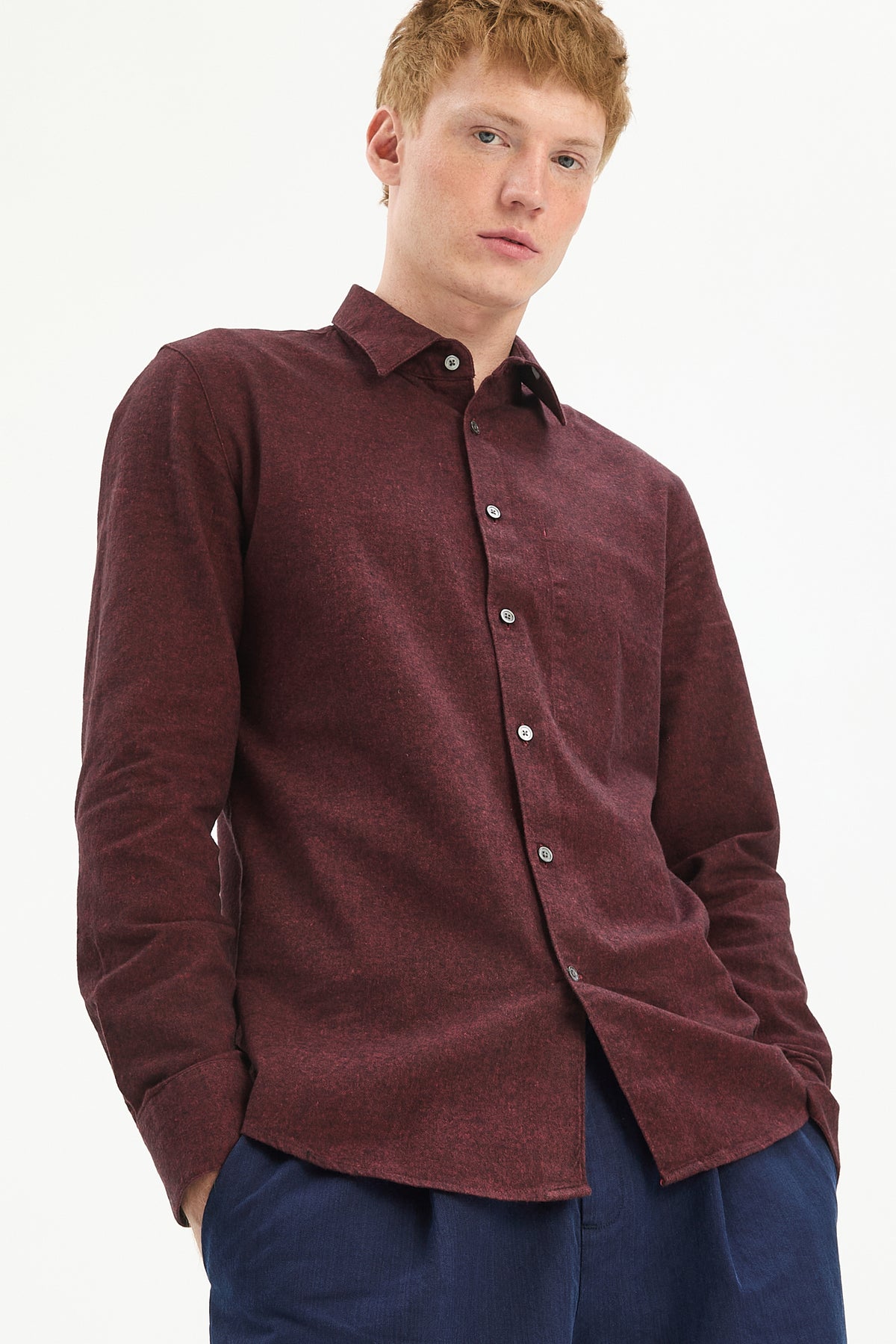 Feel Good Shirt in a Wine Recycled Structural Flannel