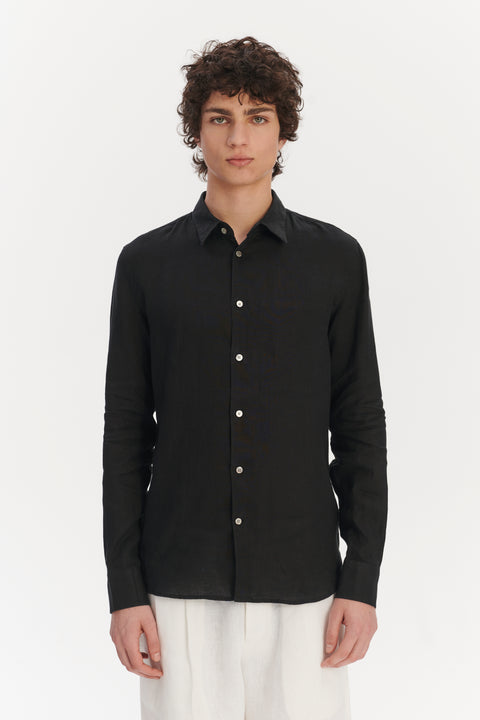 Feel Good Shirt in a Soft and Airy Black Portuguese Linen