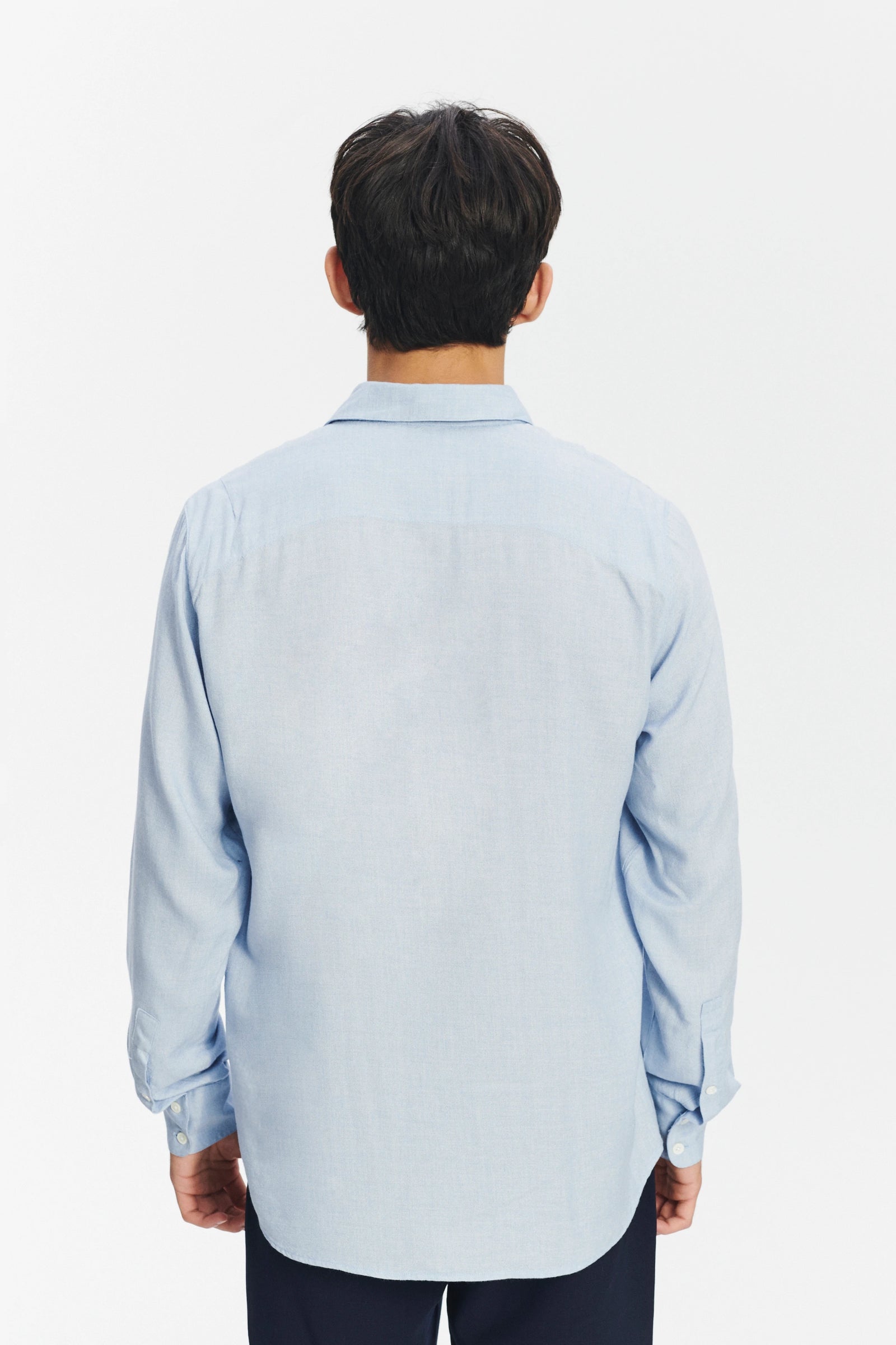 Feel Good Shirt in a Sky Blue Airy Mix of Portuguese Merino Wool and Modal