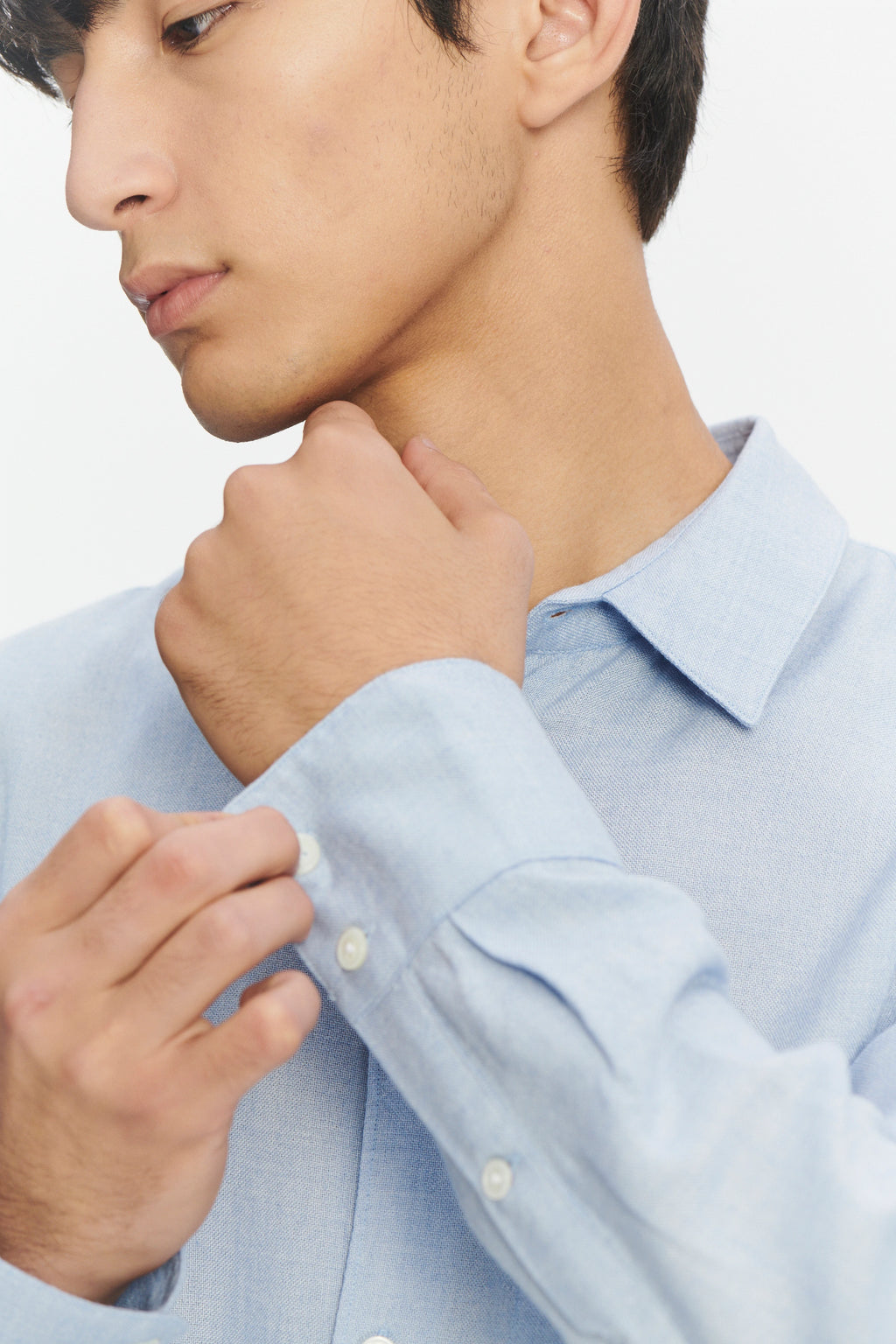 Feel Good Shirt in a Sky Blue Airy Mix of Portuguese Merino Wool and Modal