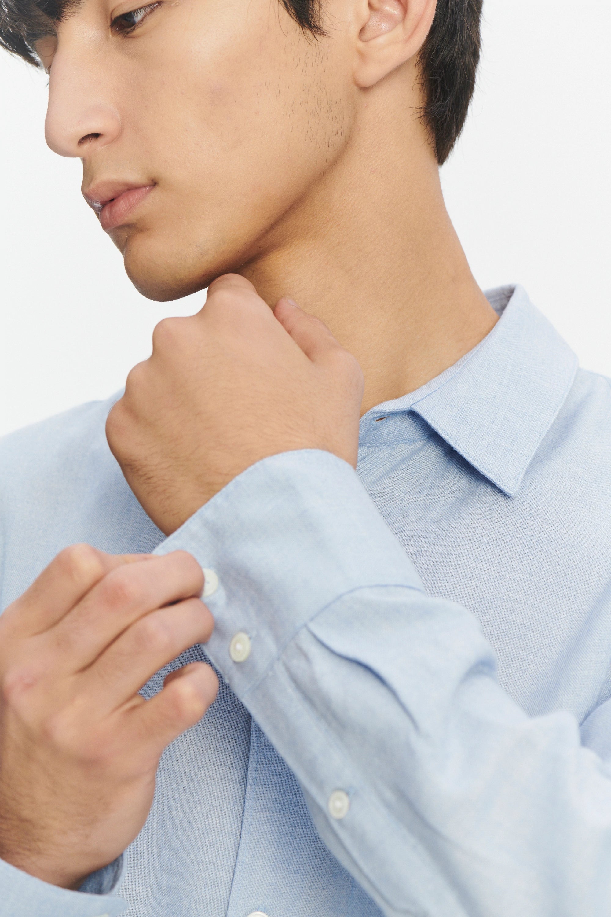 Feel Good Shirt in a Sky Blue Airy Mix of Portuguese Merino Wool and Modal