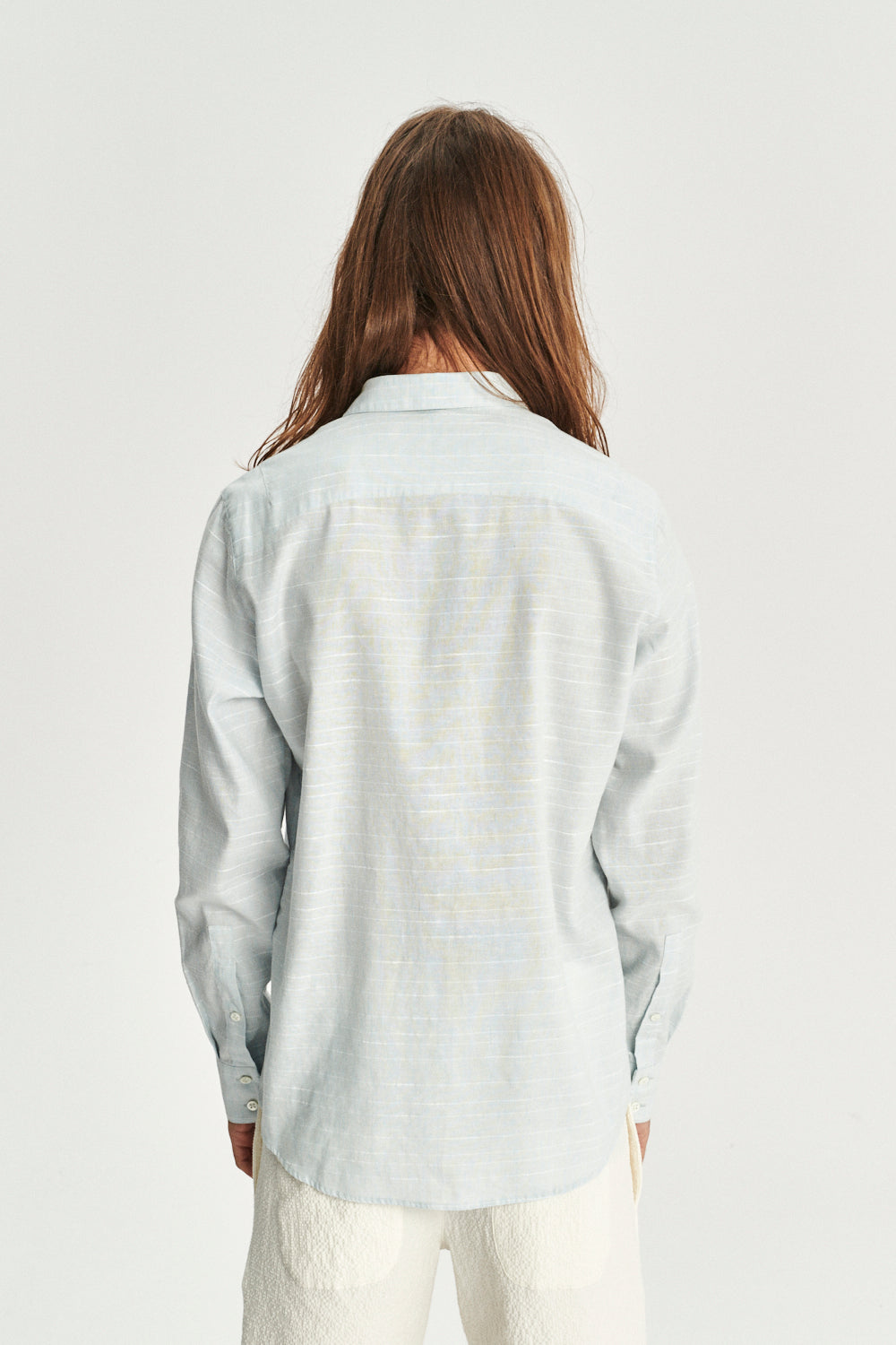 Feel Good Shirt in a Light Blue Mix of Portuguese Cotton, Linen and Pineapple