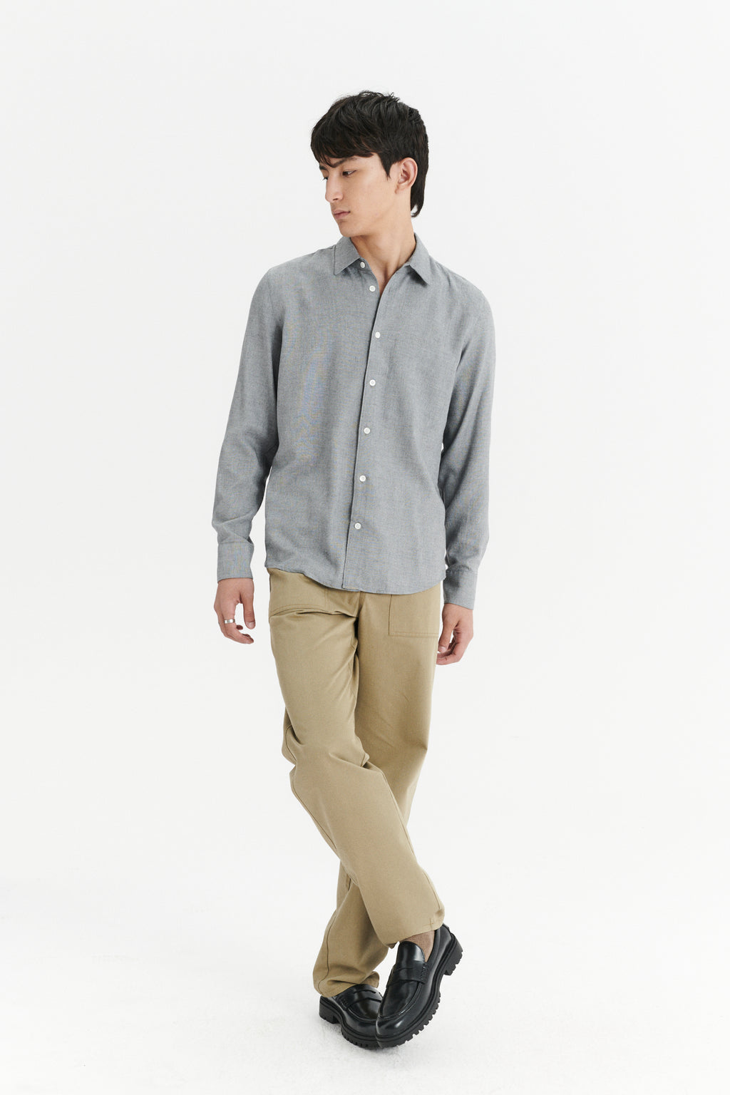Feel Good Shirt in a Pewter Grey Airy Blend of Portuguese Merino Wool and Modal