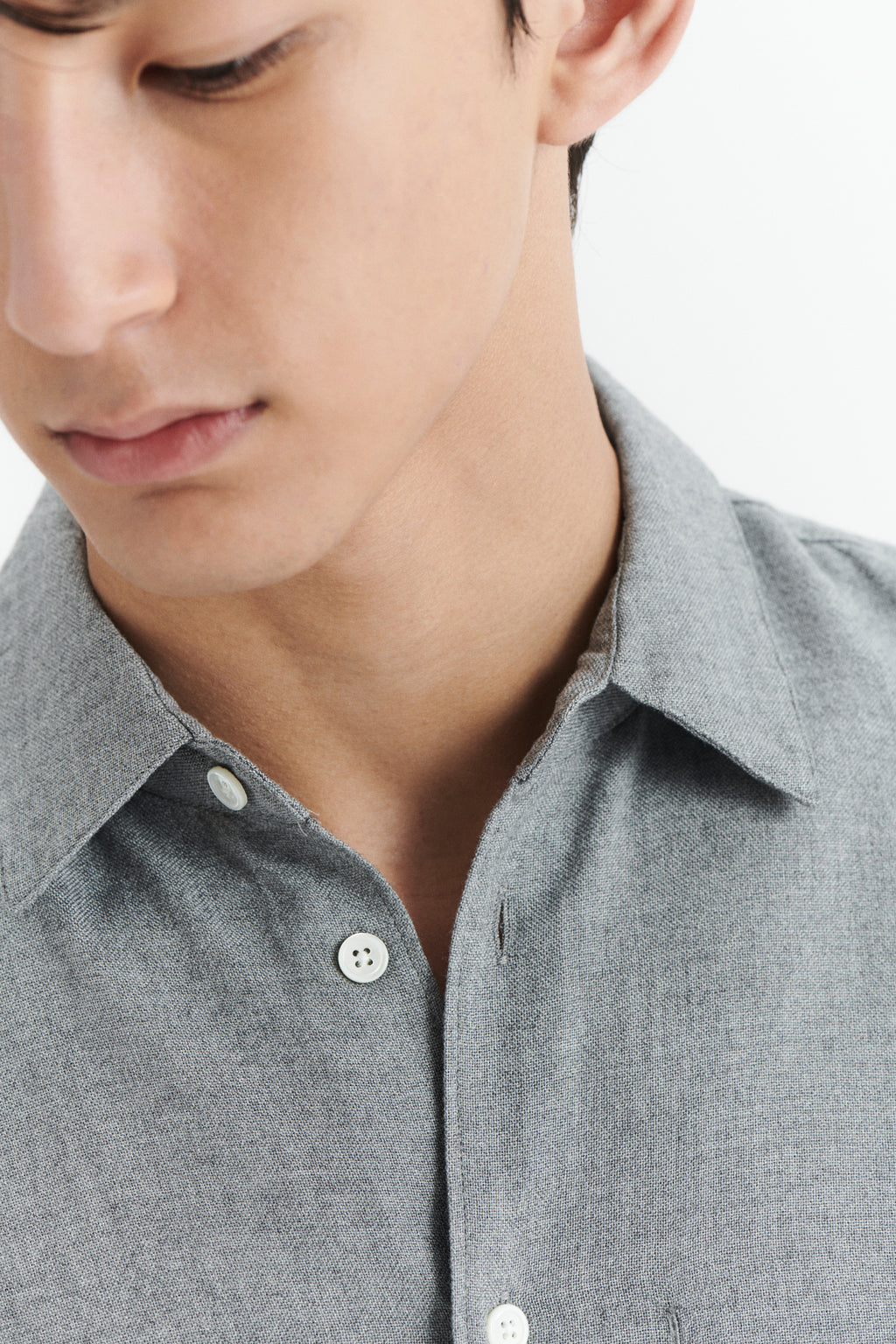 Feel Good Shirt in a Pewter Grey Airy Blend of Portuguese Merino Wool and Modal
