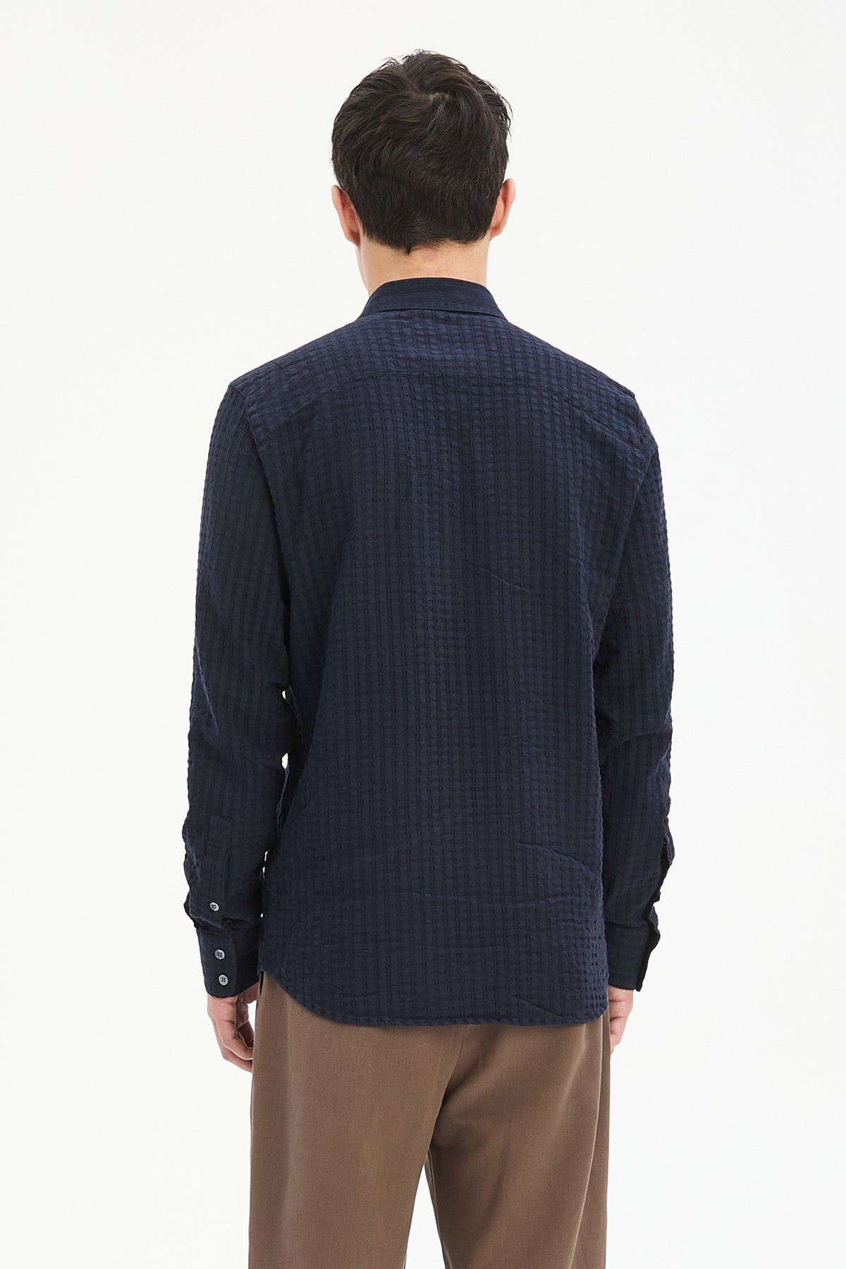Feel Good Shirt in Navy Structured Portuguese Cotton