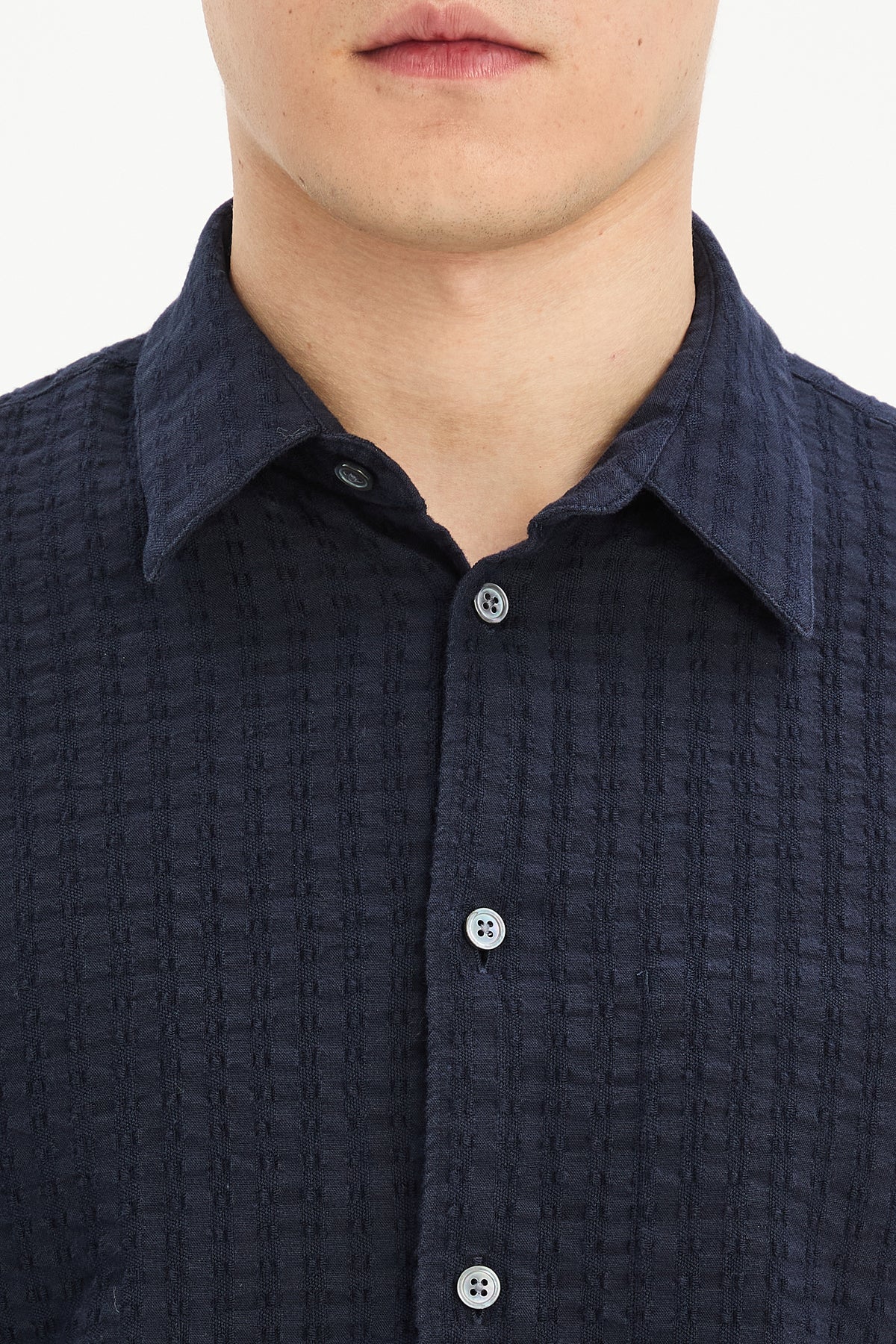 Feel Good Shirt in Navy Structured Portuguese Cotton