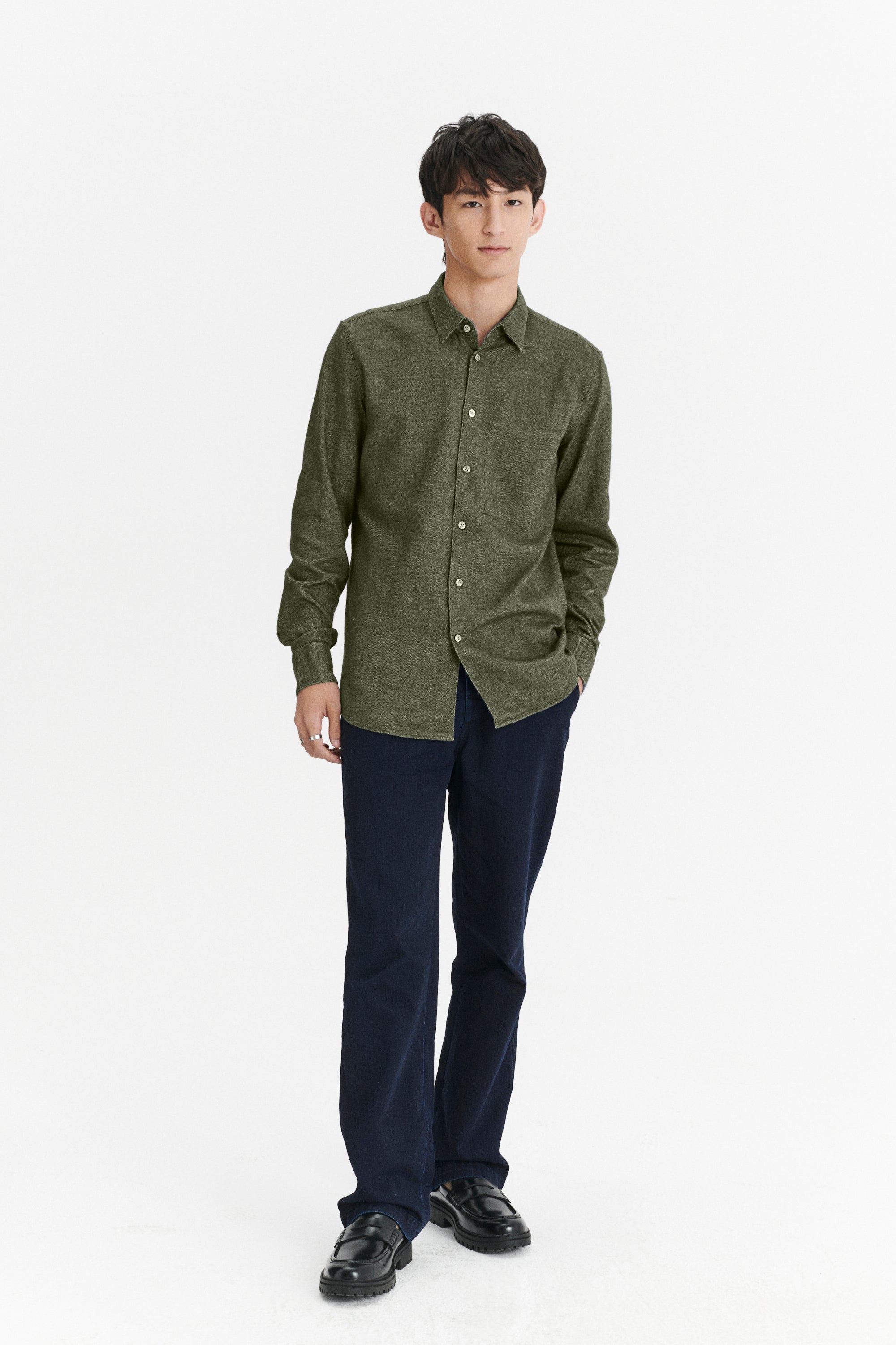 Feel Good Shirt in a Japanese Blend of Organic Cotton and Yak – Green