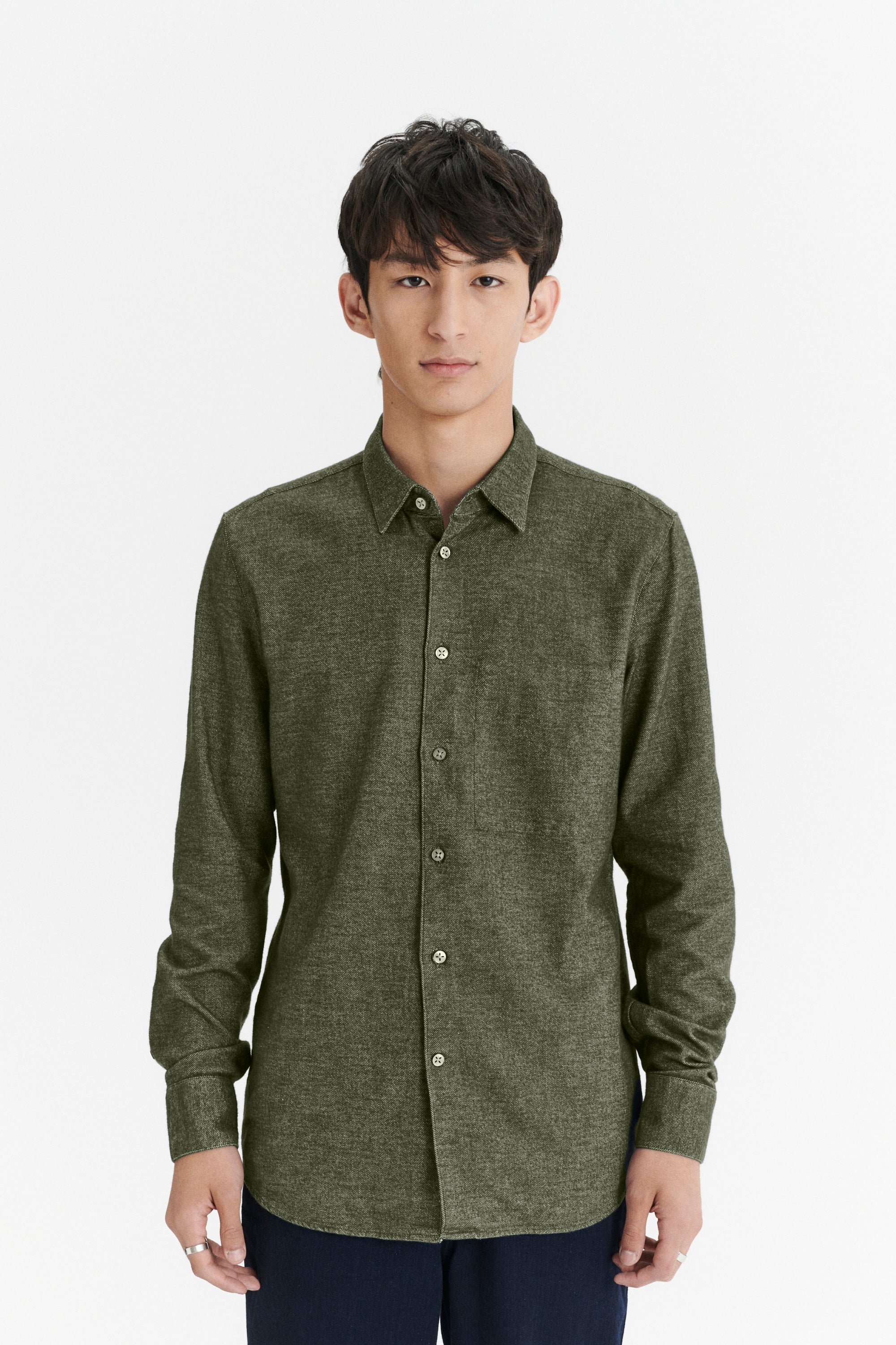 Feel Good Shirt in a Japanese Blend of Organic Cotton and Yak – Green