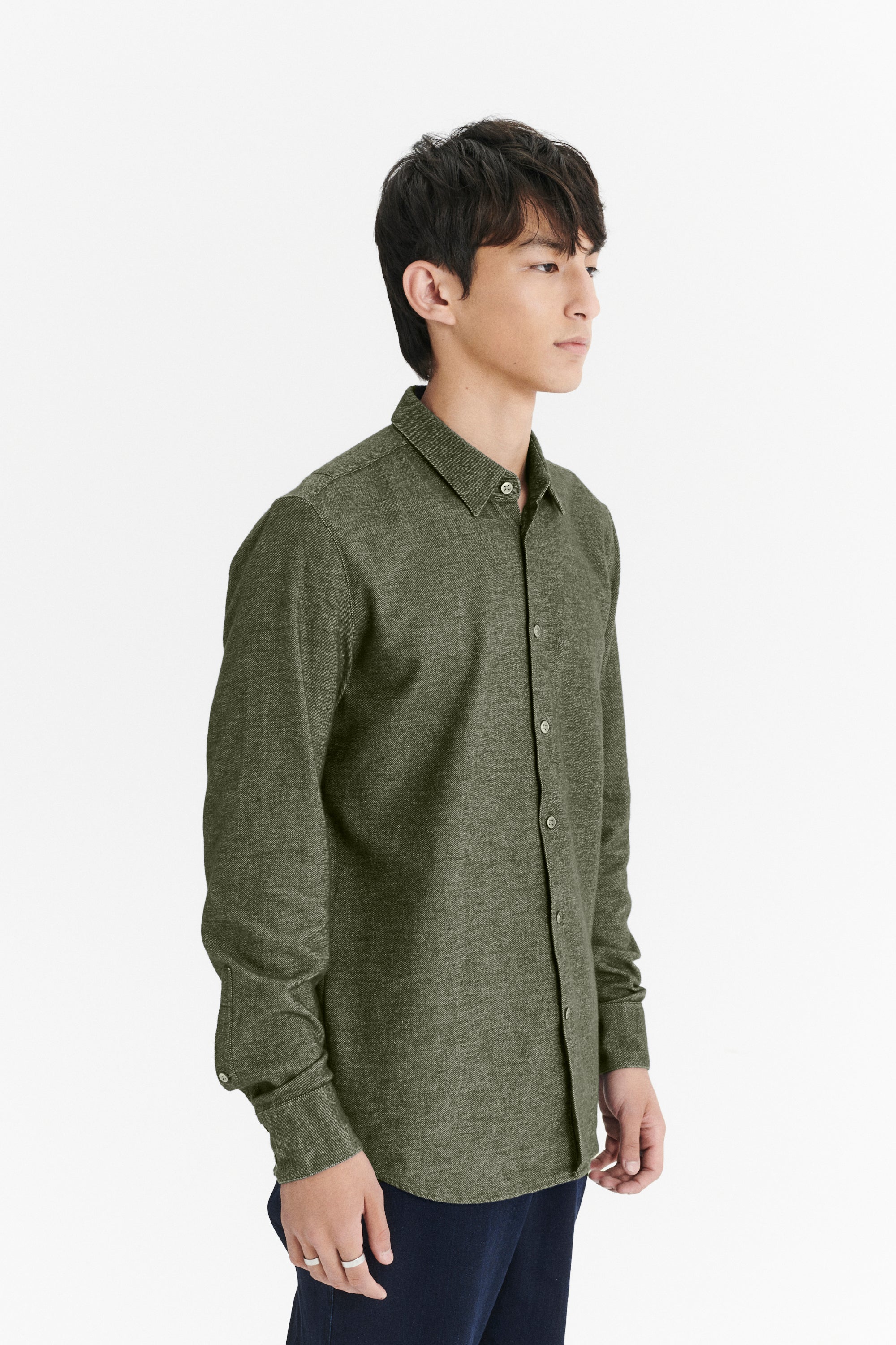 Feel Good Shirt in a Japanese Blend of Organic Cotton and Yak – Green