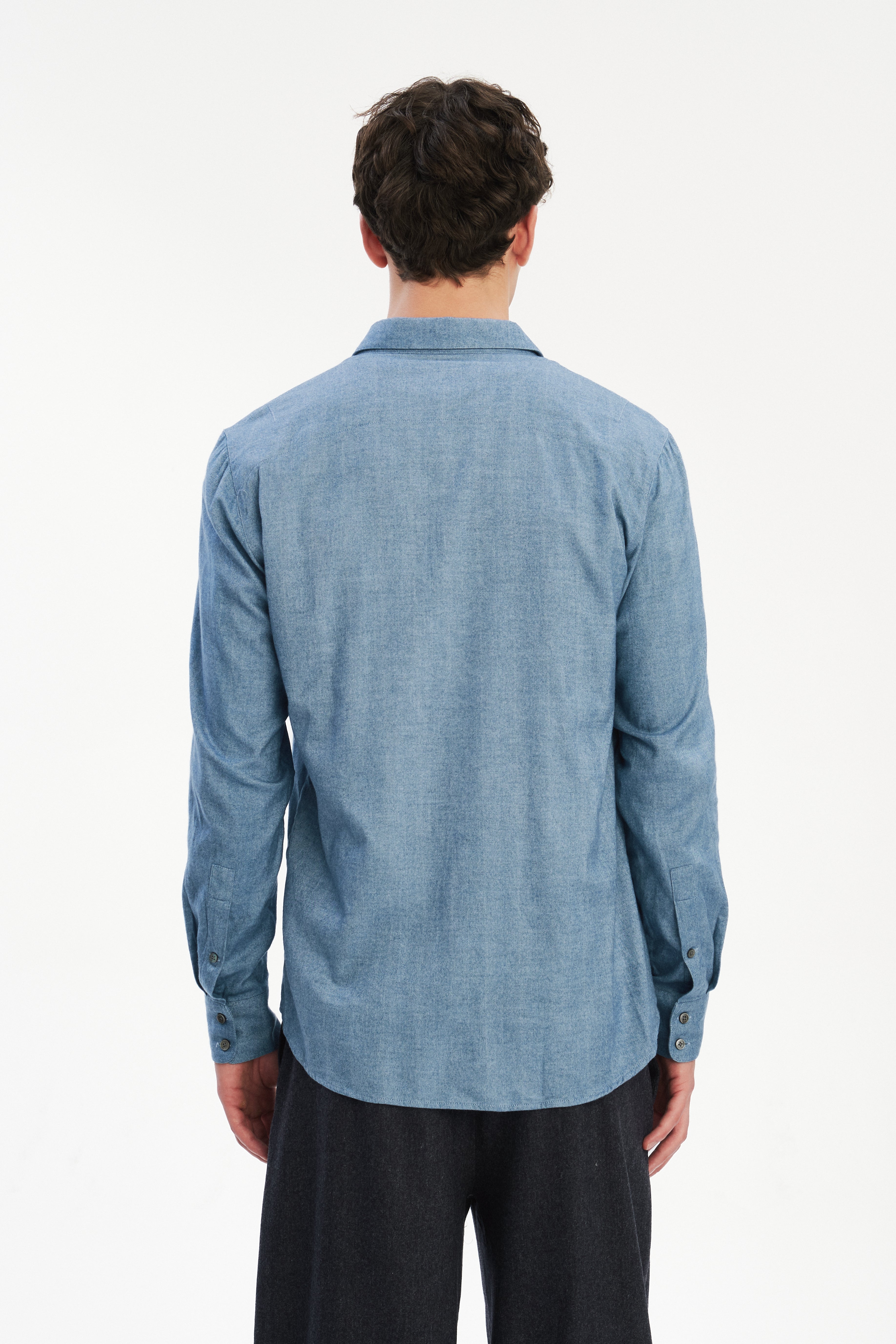 Feel Good Shirt in a Sea Blue Utterly Soft and Silky Italian Lyocell and Cotton Flannel by Albini