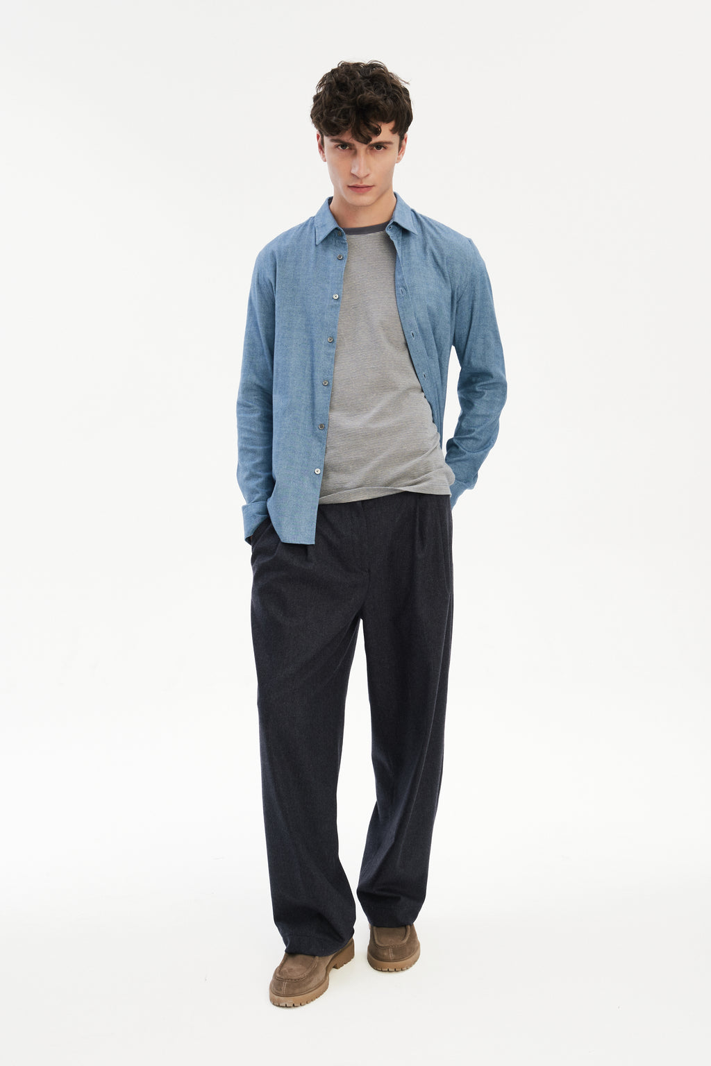 Feel Good Shirt in a Sea Blue Utterly Soft and Silky Italian Lyocell and Cotton Flannel by Albini