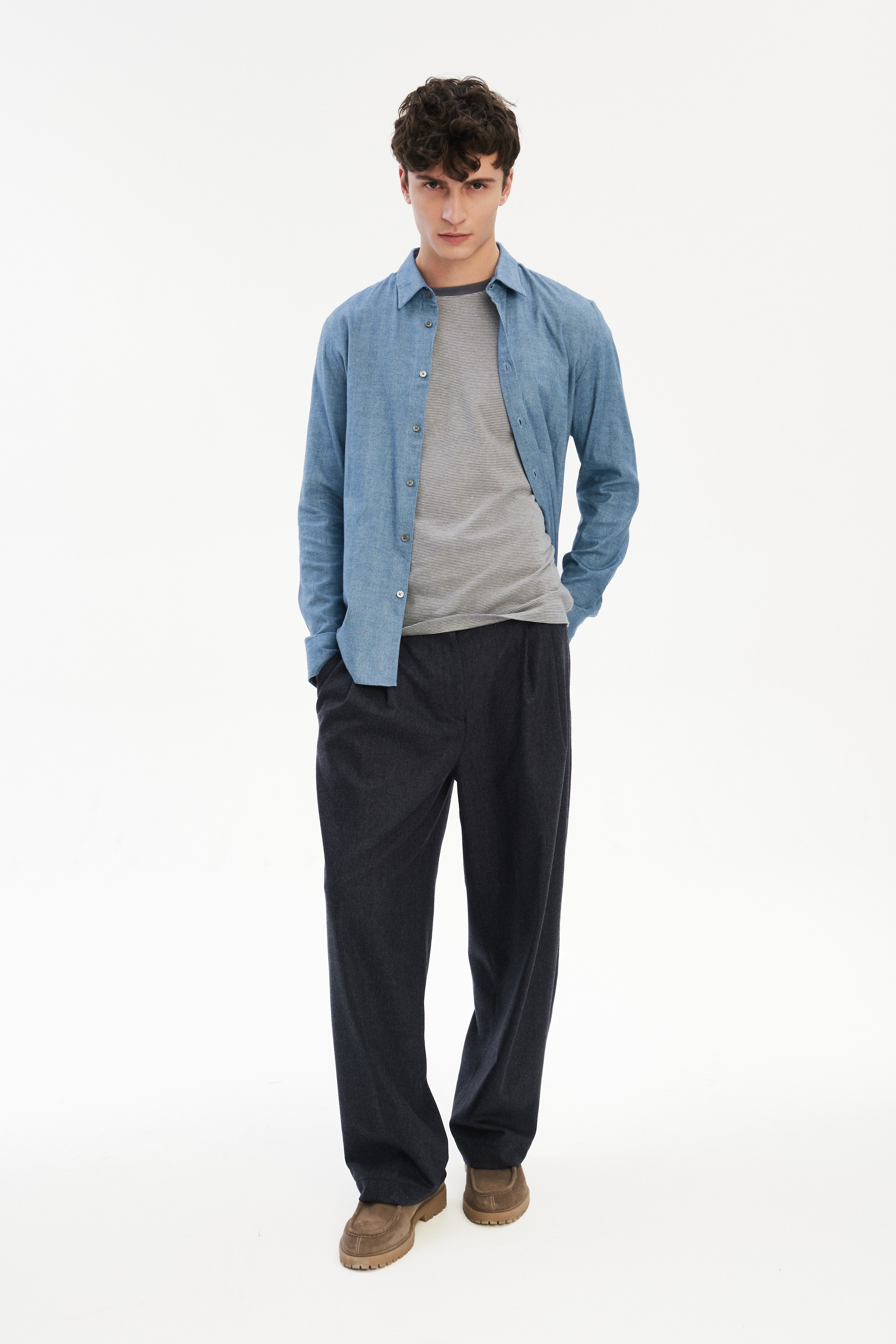 Feel Good Shirt in a Sea Blue Utterly Soft and Silky Italian Lyocell and Cotton Flannel by Albini