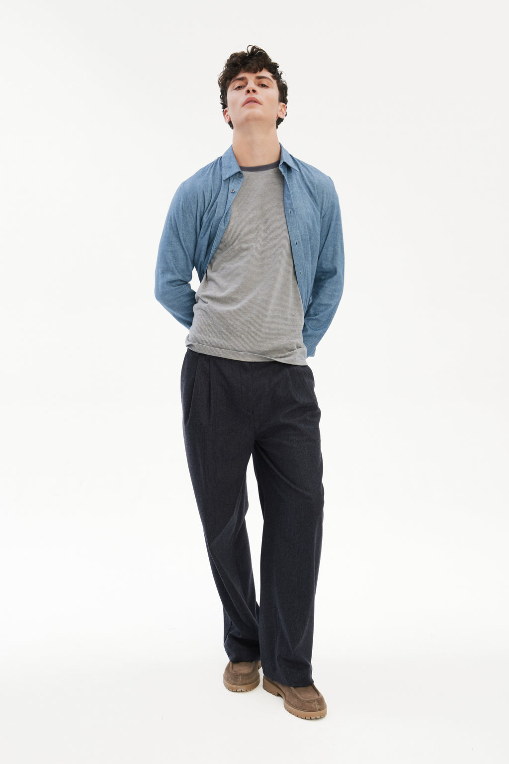 Feel Good Shirt in a Sea Blue Utterly Soft and Silky Italian Lyocell and Cotton Flannel by Albini