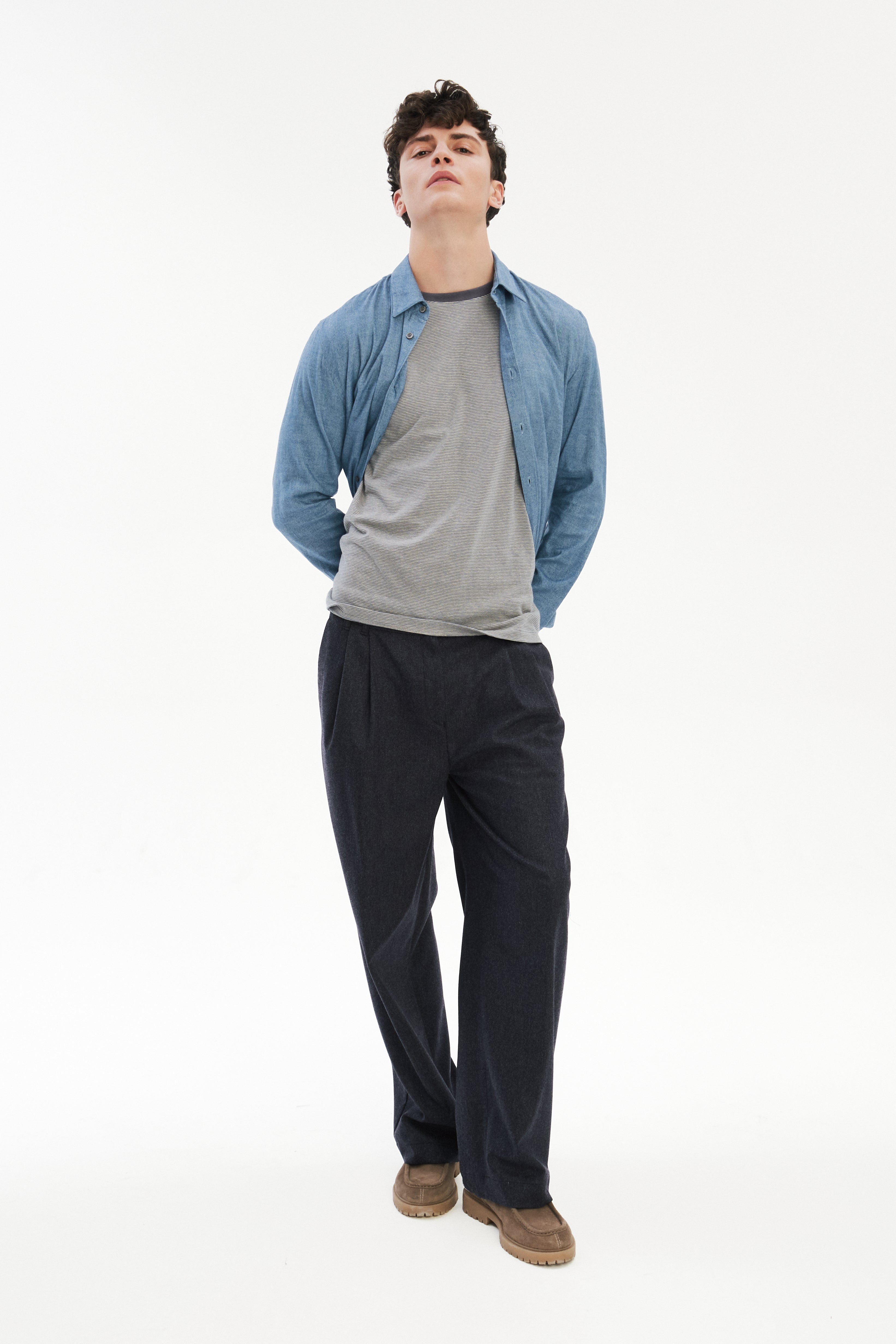 Feel Good Shirt in a Sea Blue Utterly Soft and Silky Italian Lyocell and Cotton Flannel by Albini