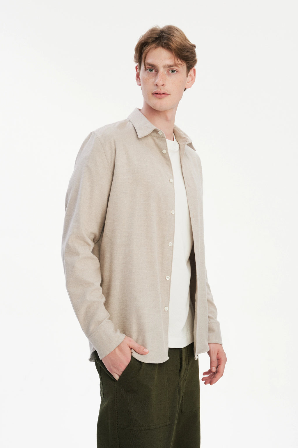 Feel Good Shirt in the Finest Brushed Cotton – Light Beige